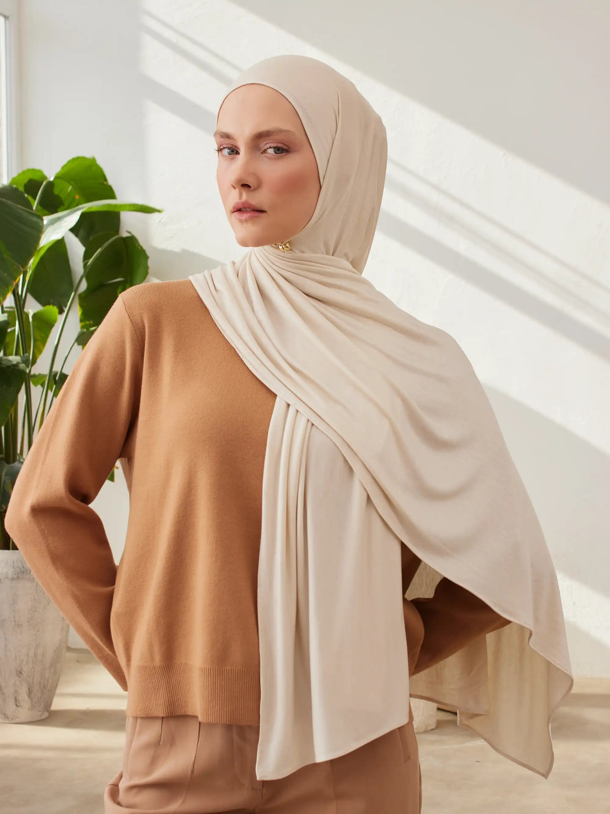 Small Premium Jersey Hijab - Off White