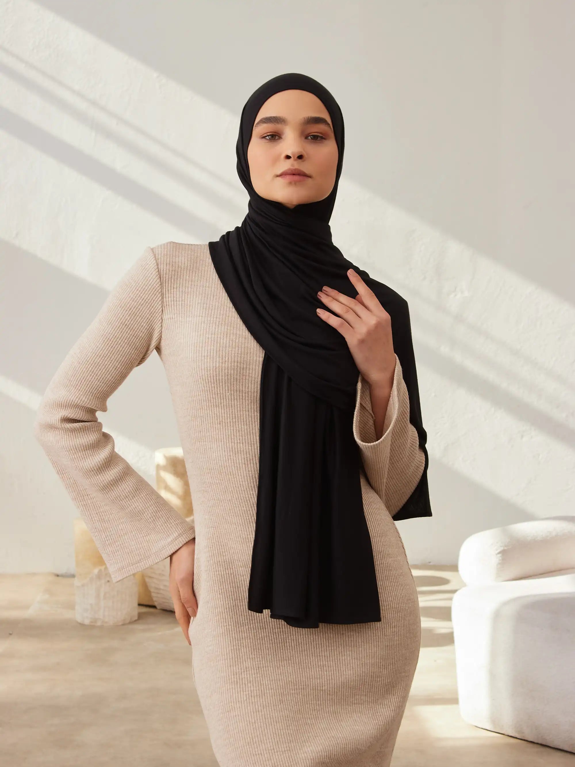 Premium Jersey Hijab - Black