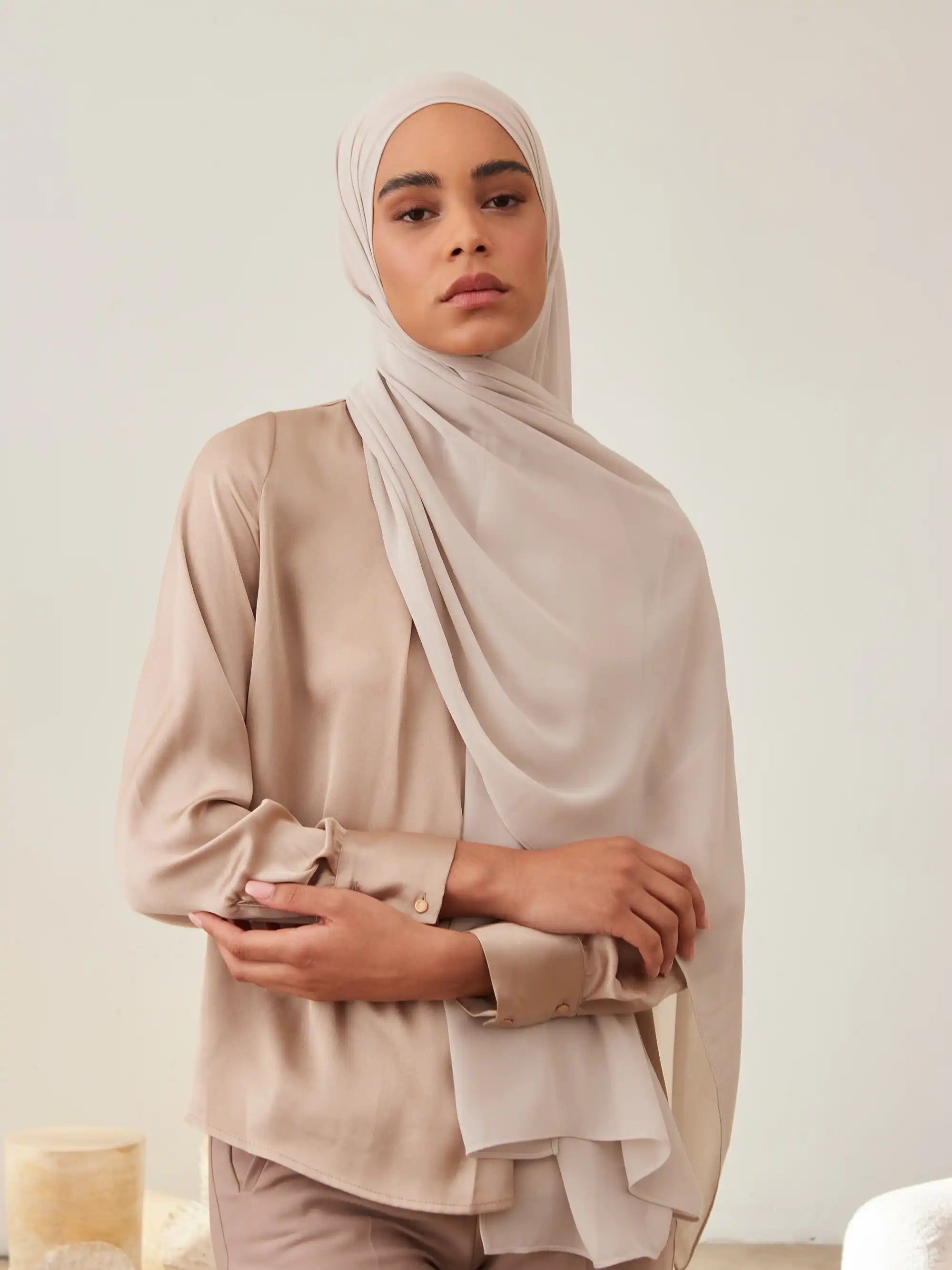 Small Luxury Chiffon Hijab - Cool Gray