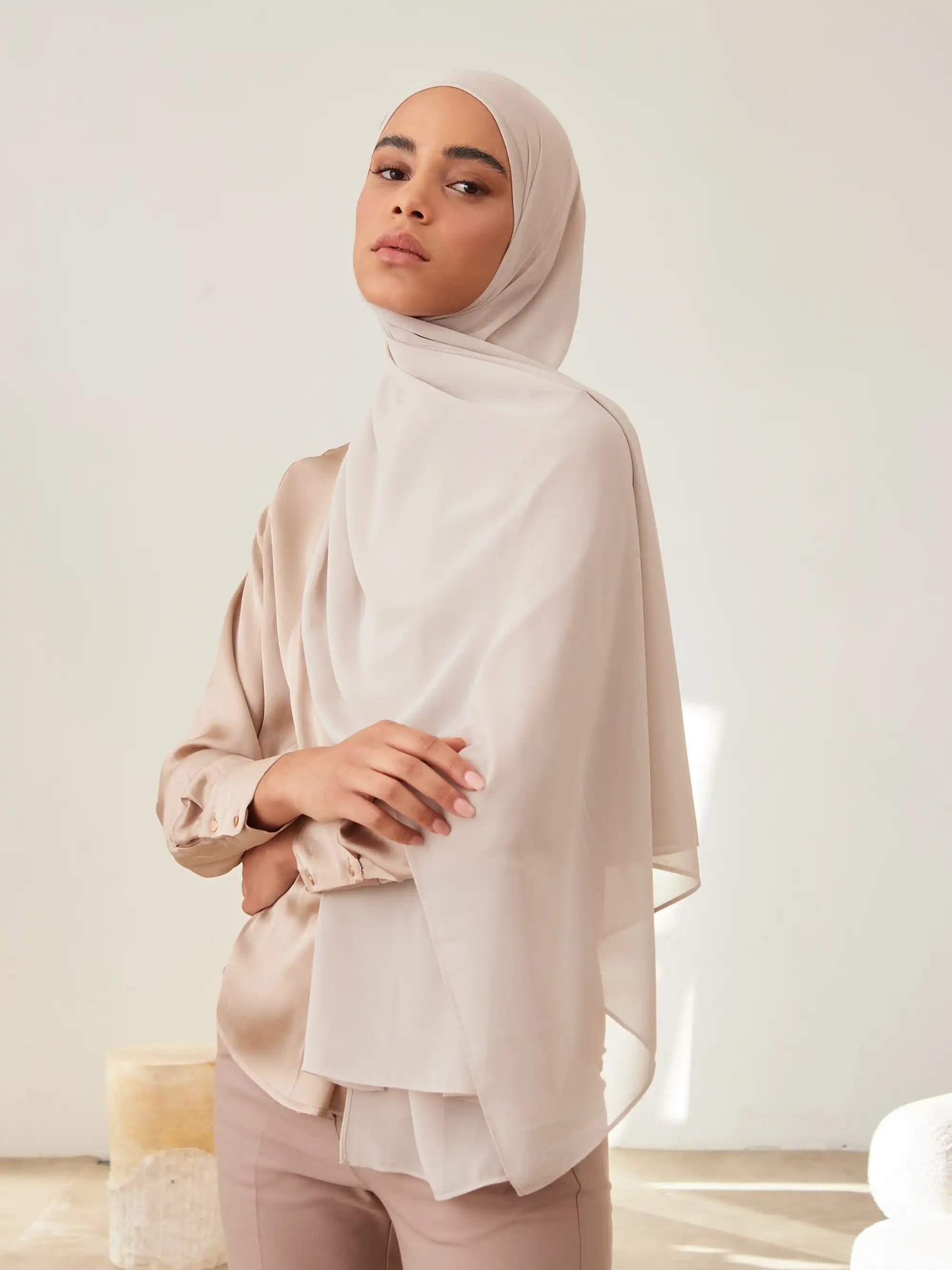 Small Luxury Chiffon Hijab - Cool Gray
