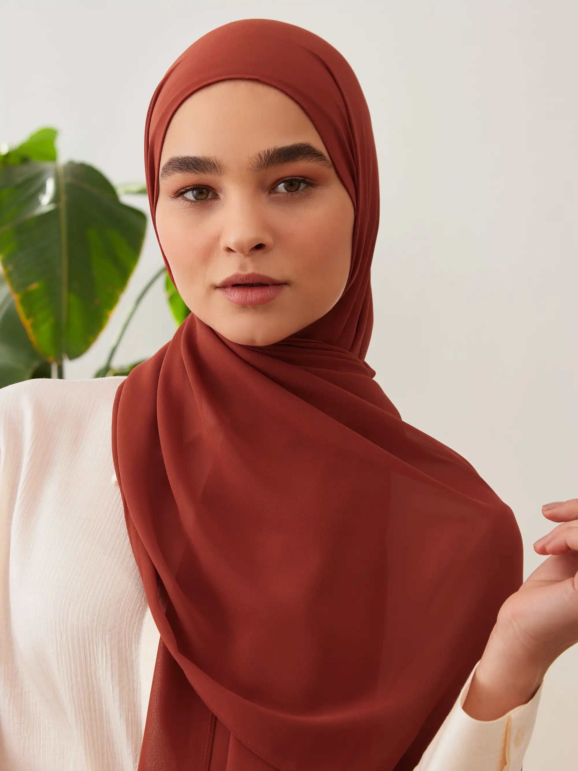 Luxury Chiffon Hijab - Rust Orange