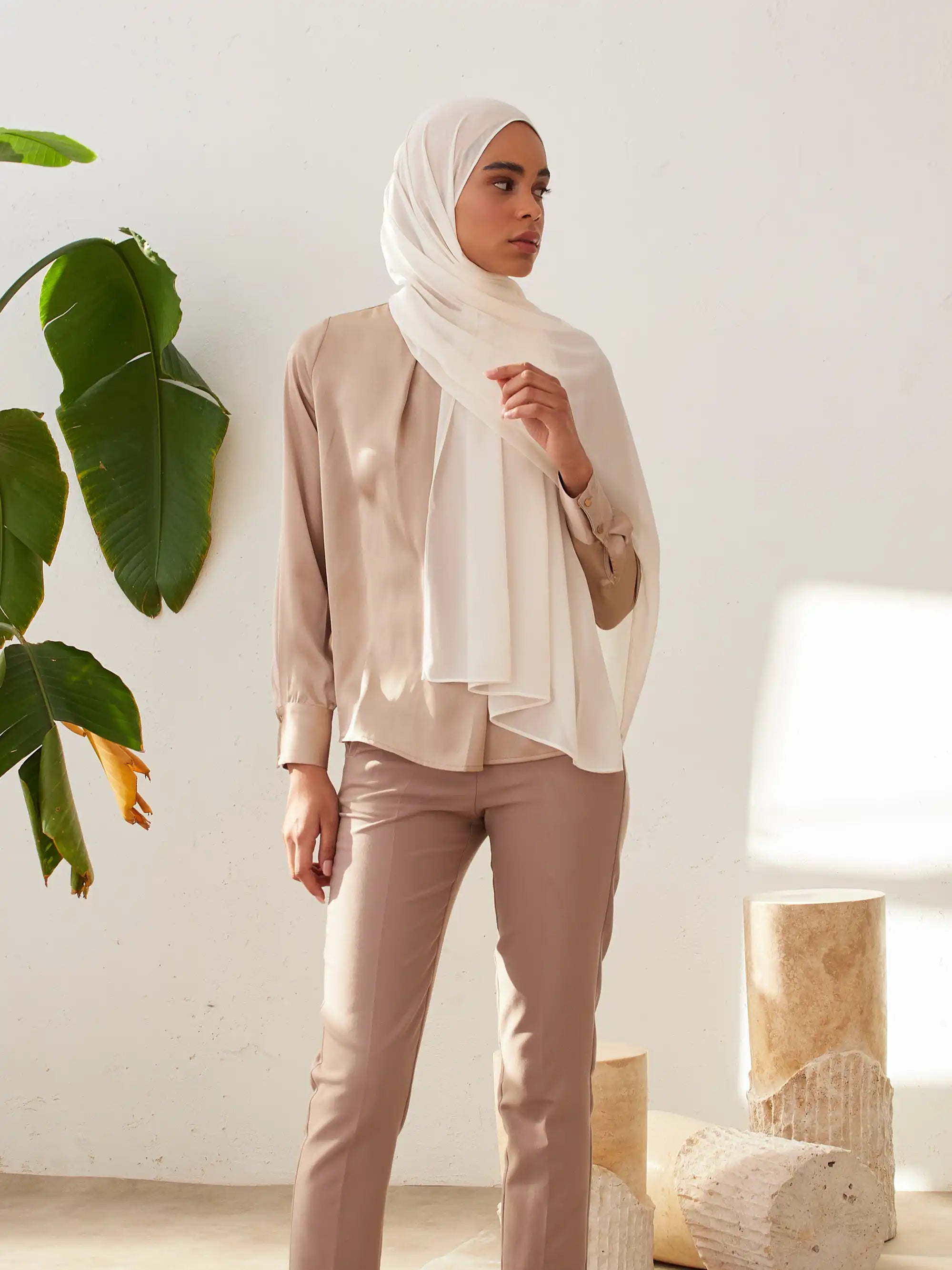 Small Luxury Chiffon Hijab - Ivory