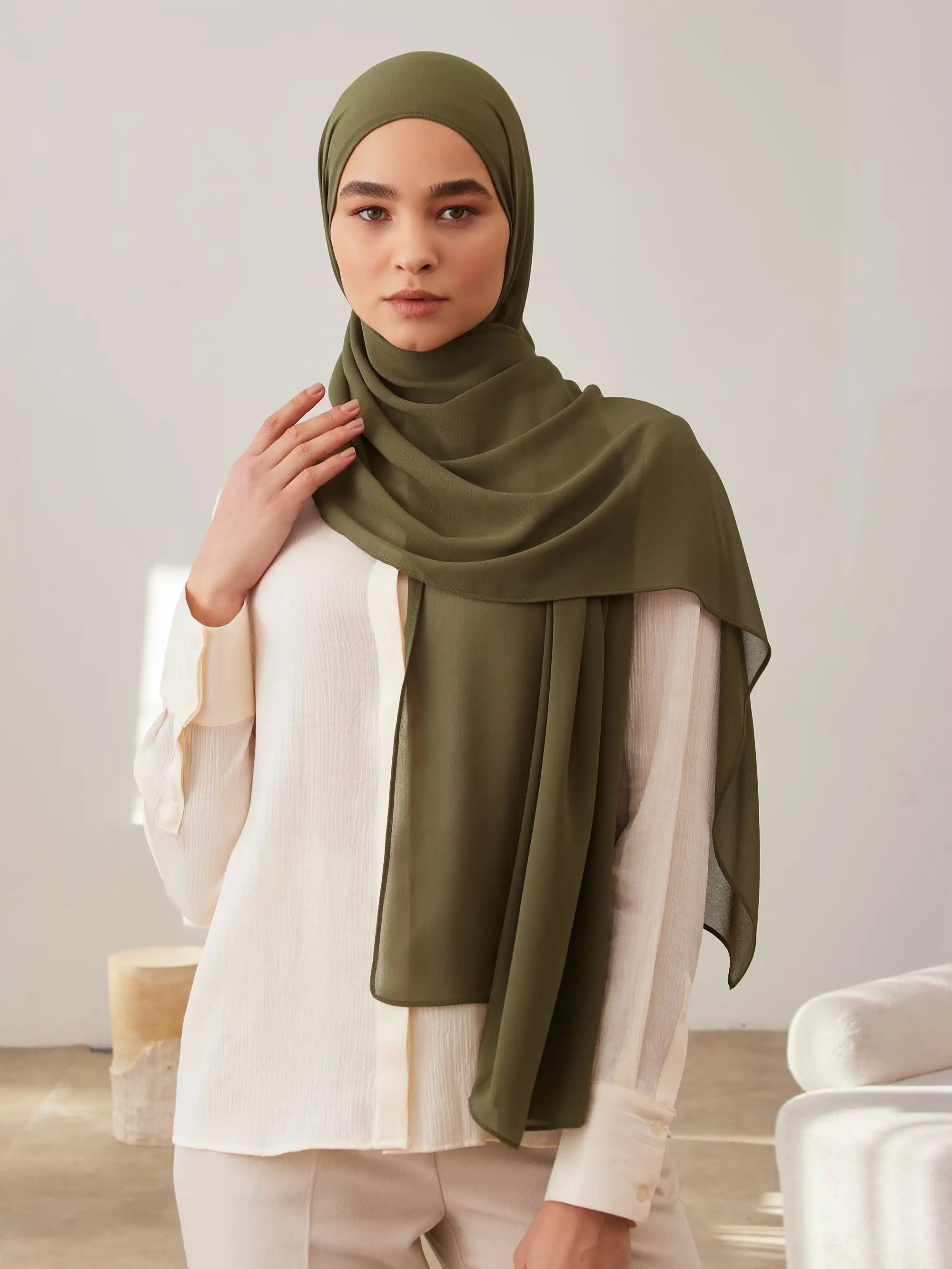 Deluxe Chiffon Hijab - Olive