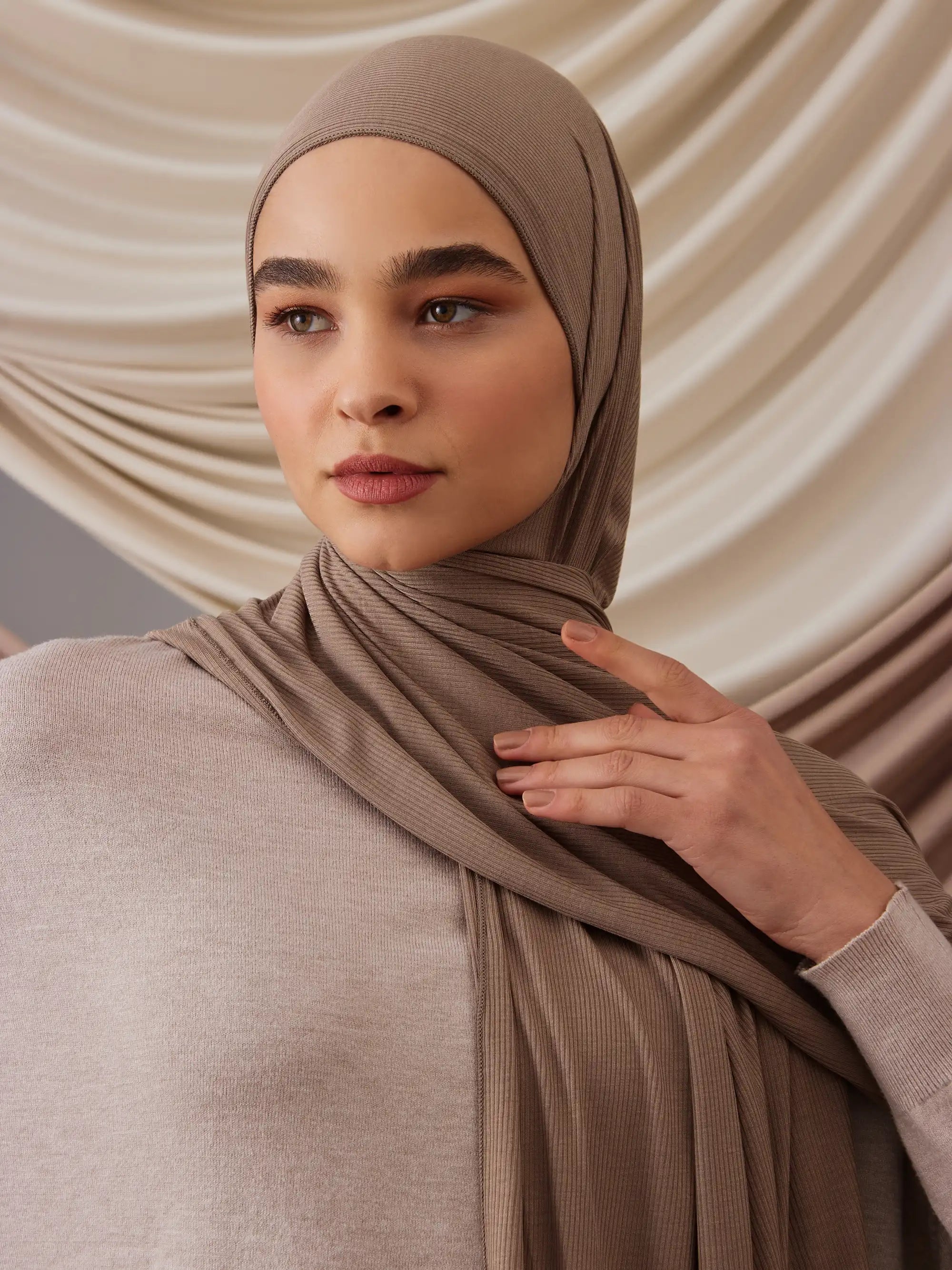 Ribbed Jersey Hijab - Desert