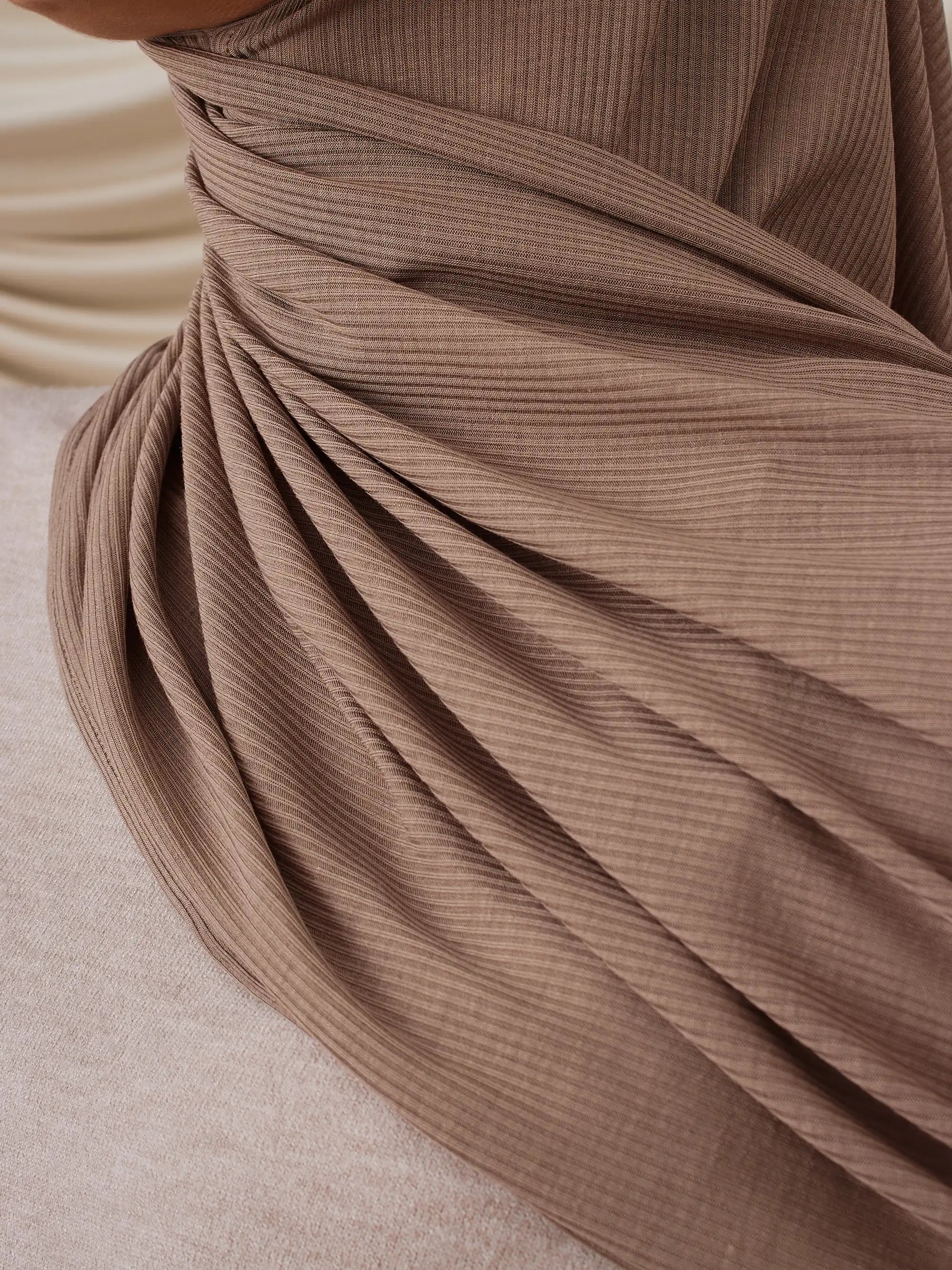 Instant Ribbed Jersey Hijab - Desert