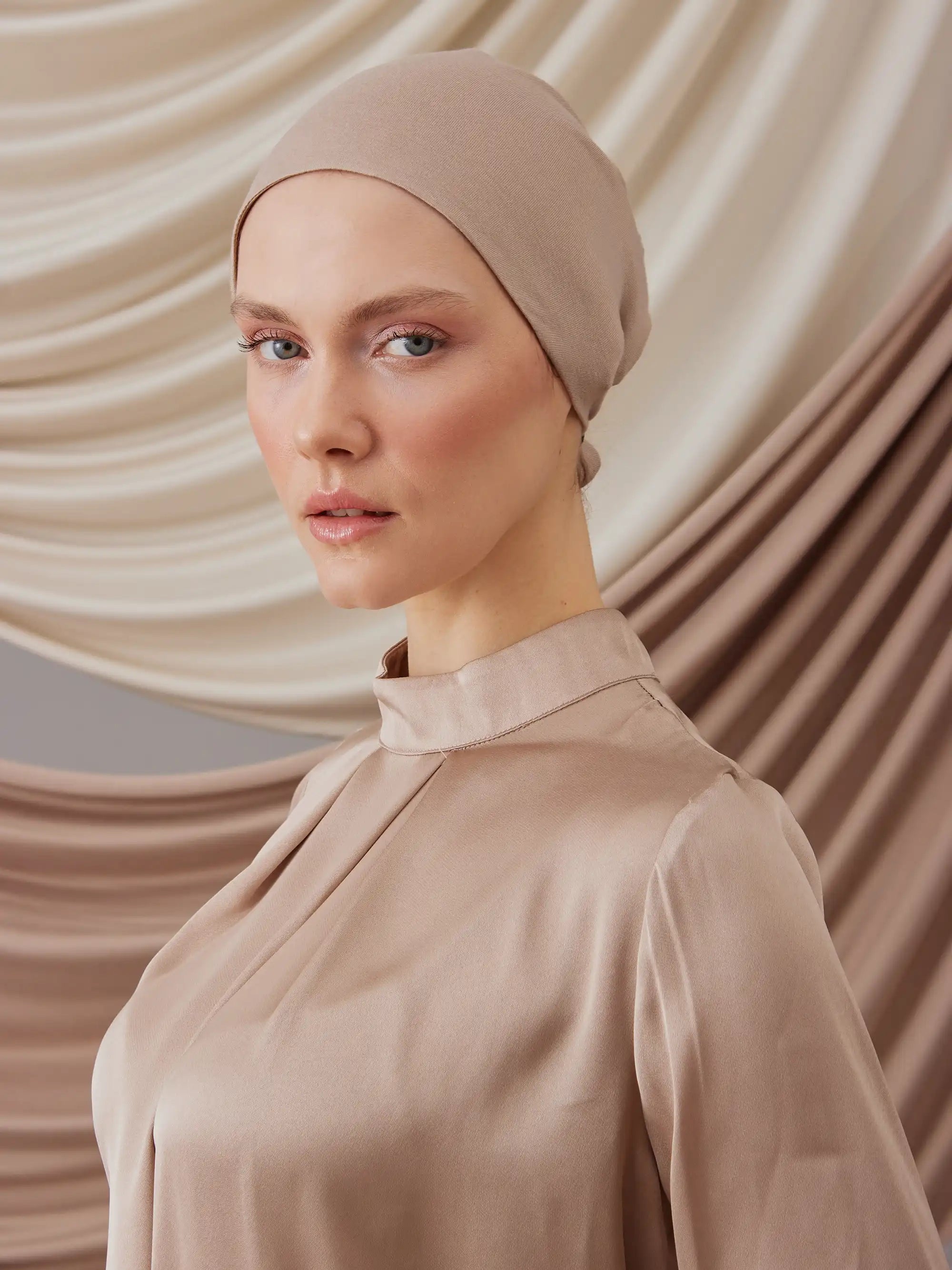Satin Lined Underscarf - Warm Sand