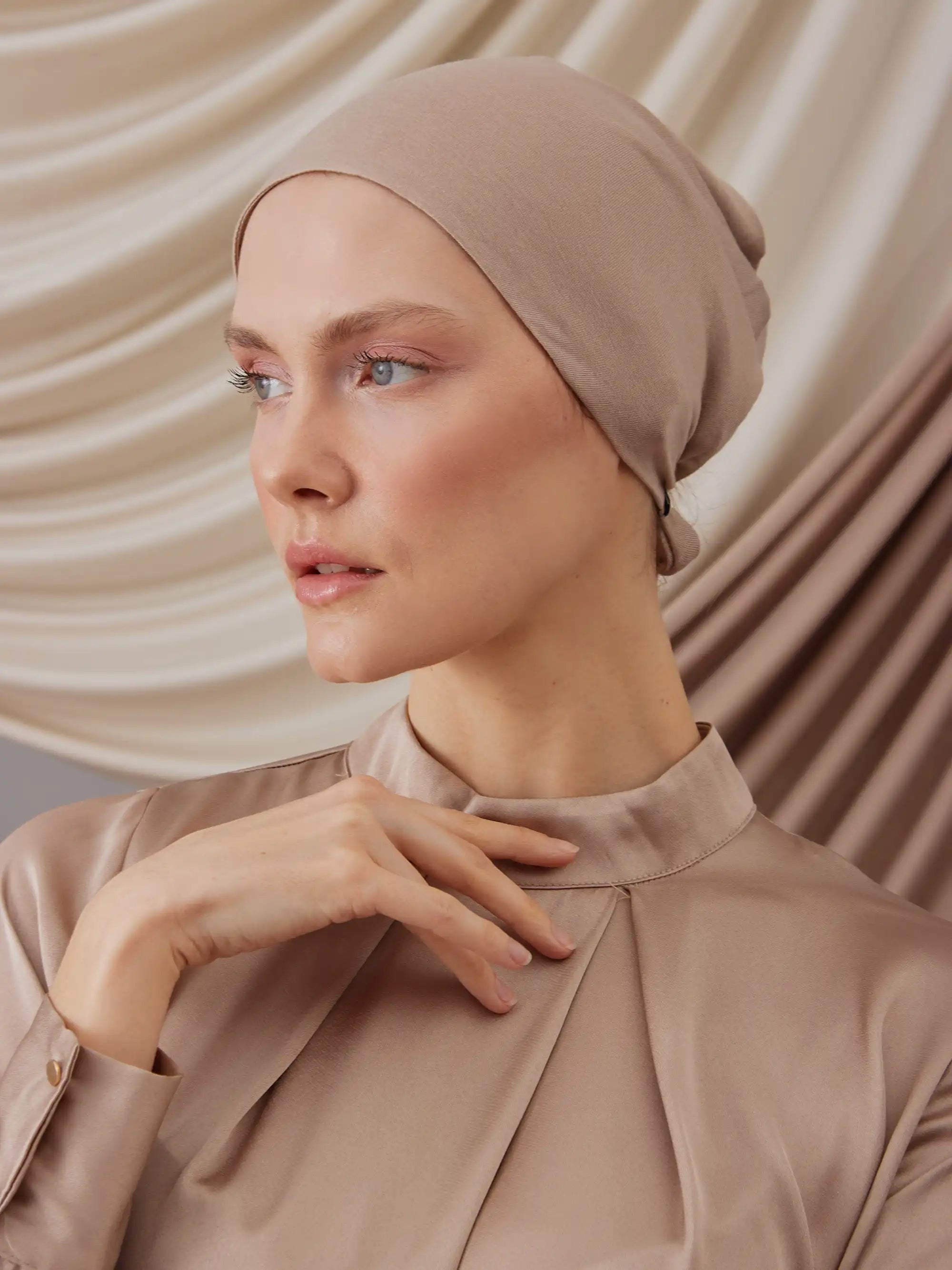 Satin Lined Underscarf - Warm Sand