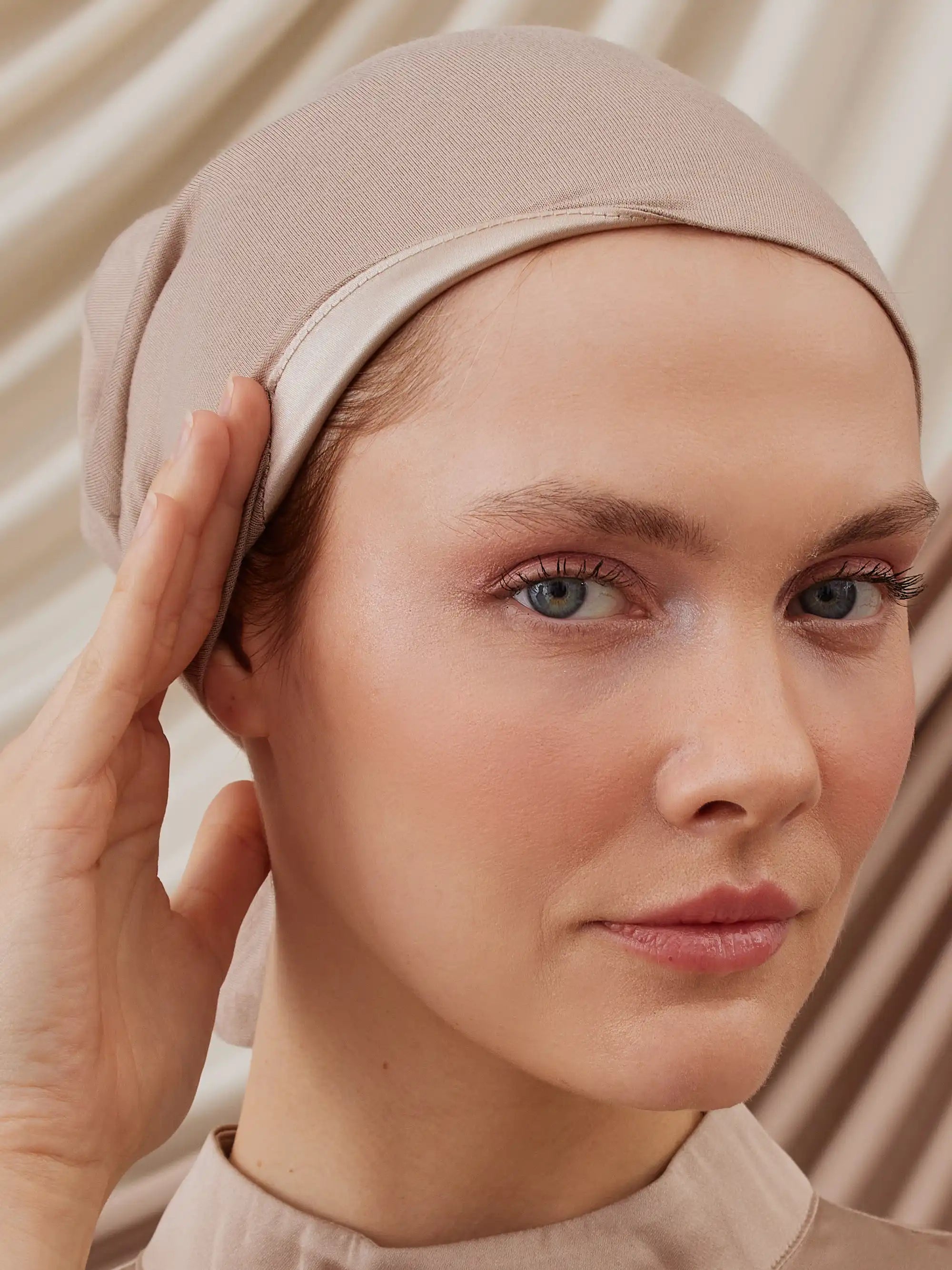 Satin Lined Underscarf - Warm Sand