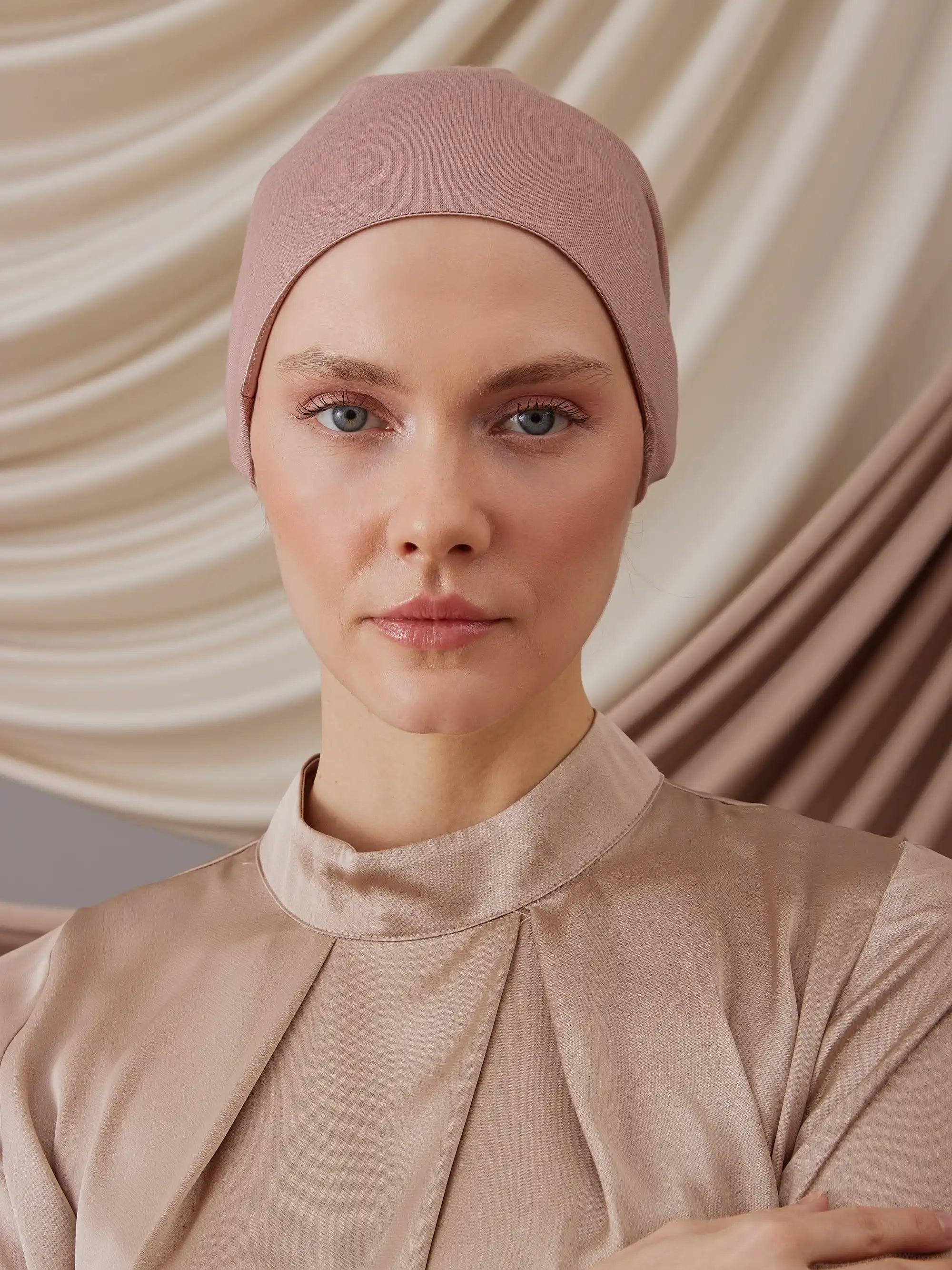 Satin Lined Underscarf - Dusty Rose