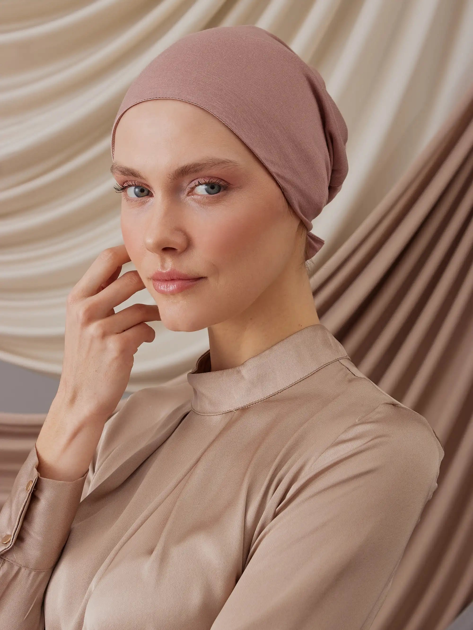 Satin Lined Underscarf - Dusty Rose