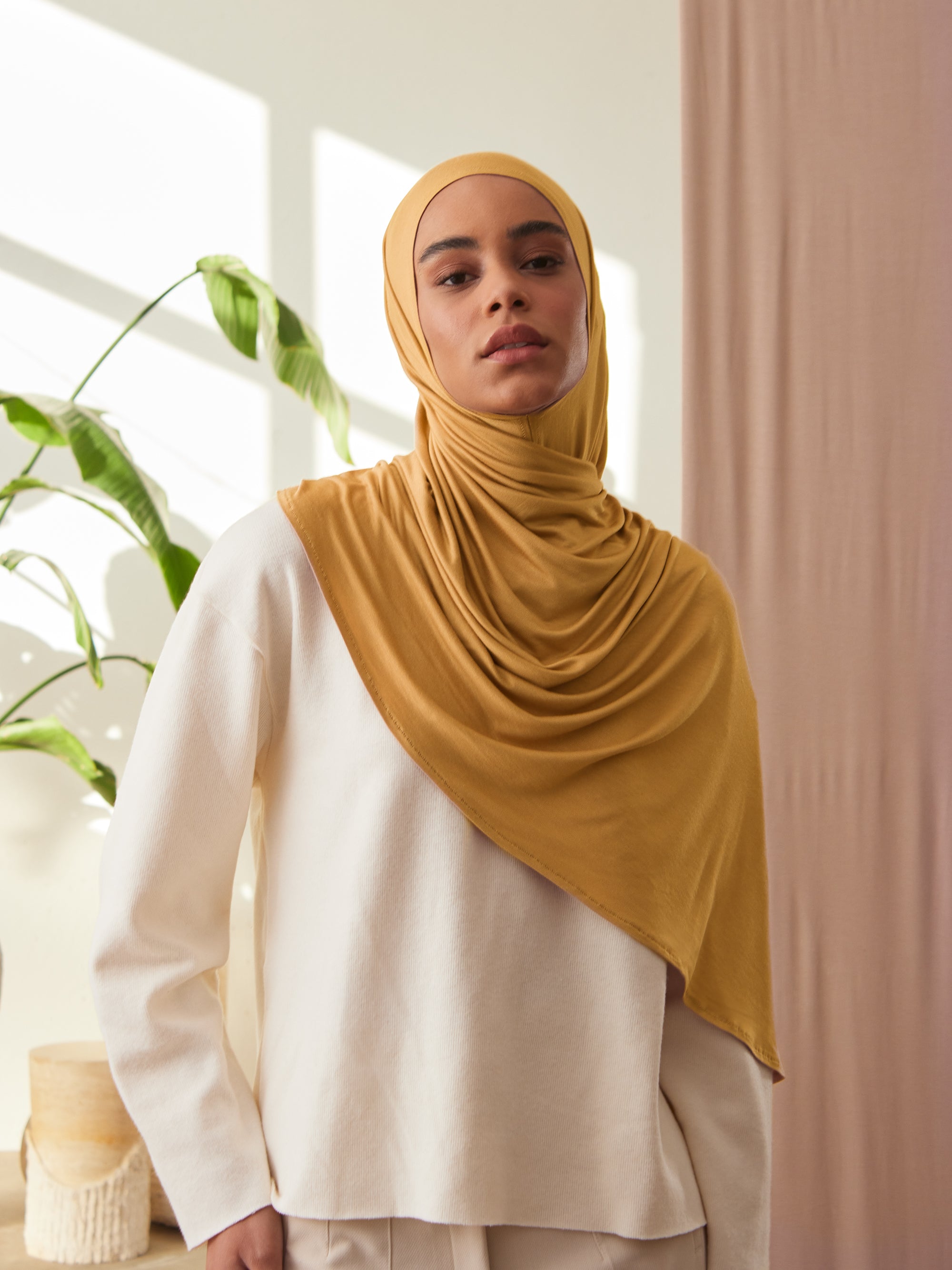 Instant Premium Jersey Hijabs - Mustard Yellow