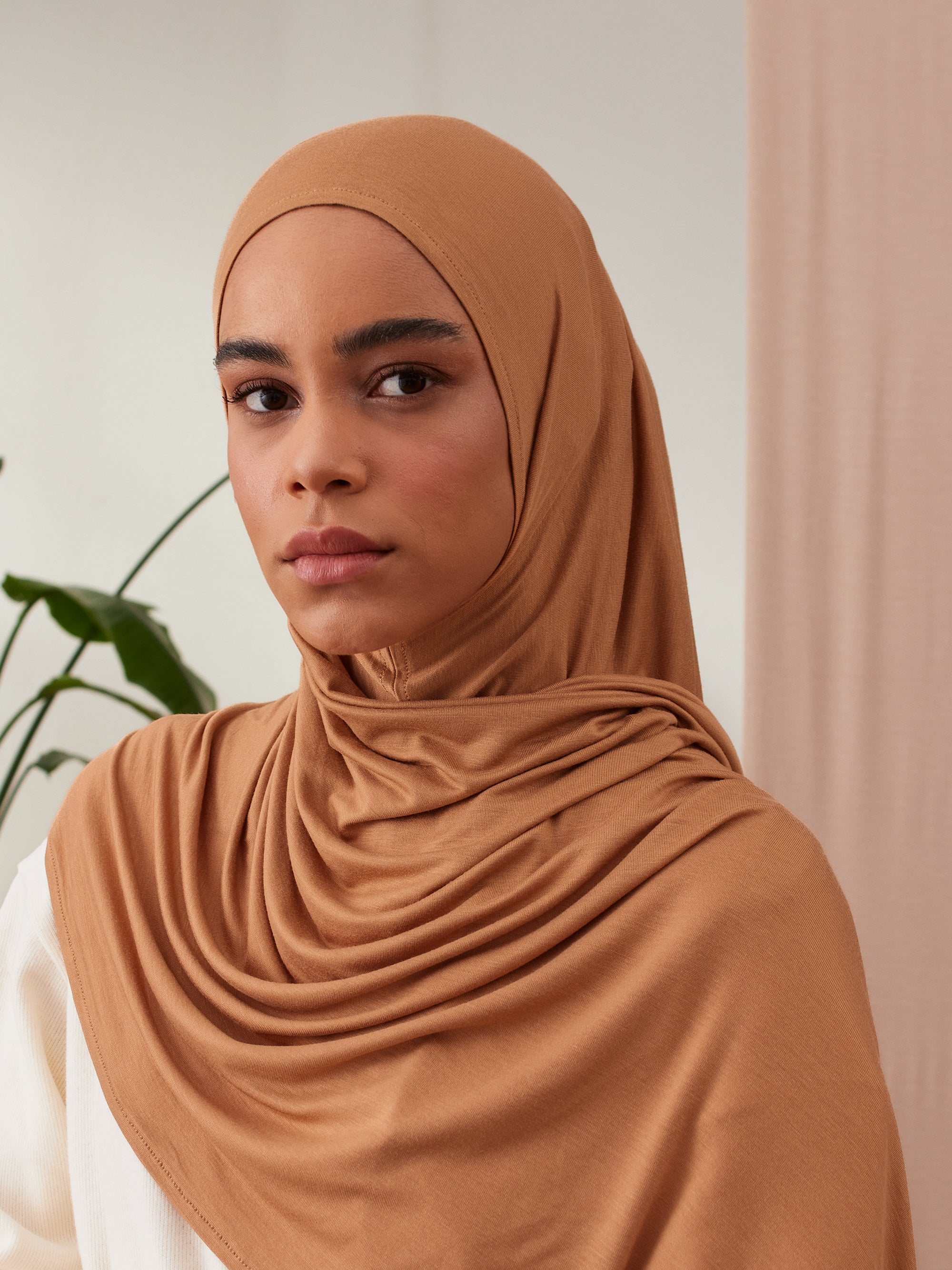 Instant Premium Jersey Hijabs - Caramel