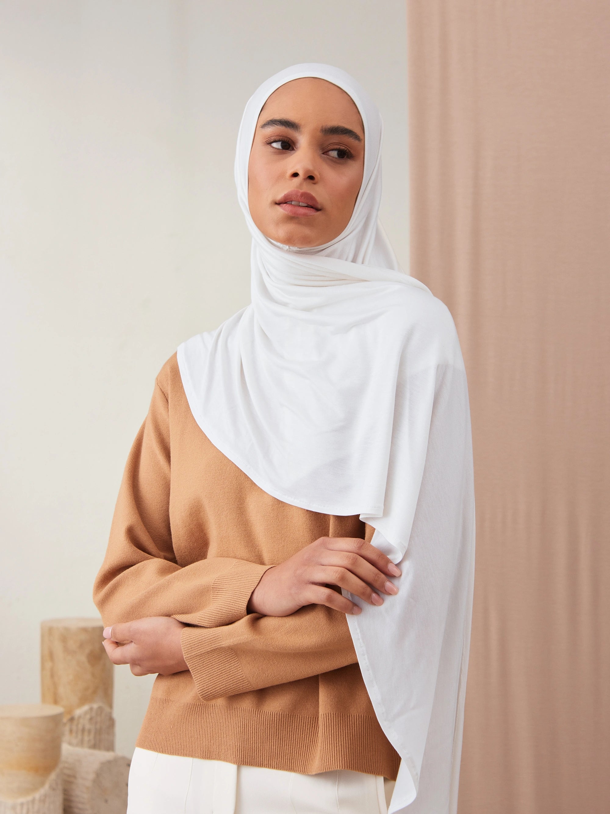 Small Instant Premium Jersey Hijabs - White