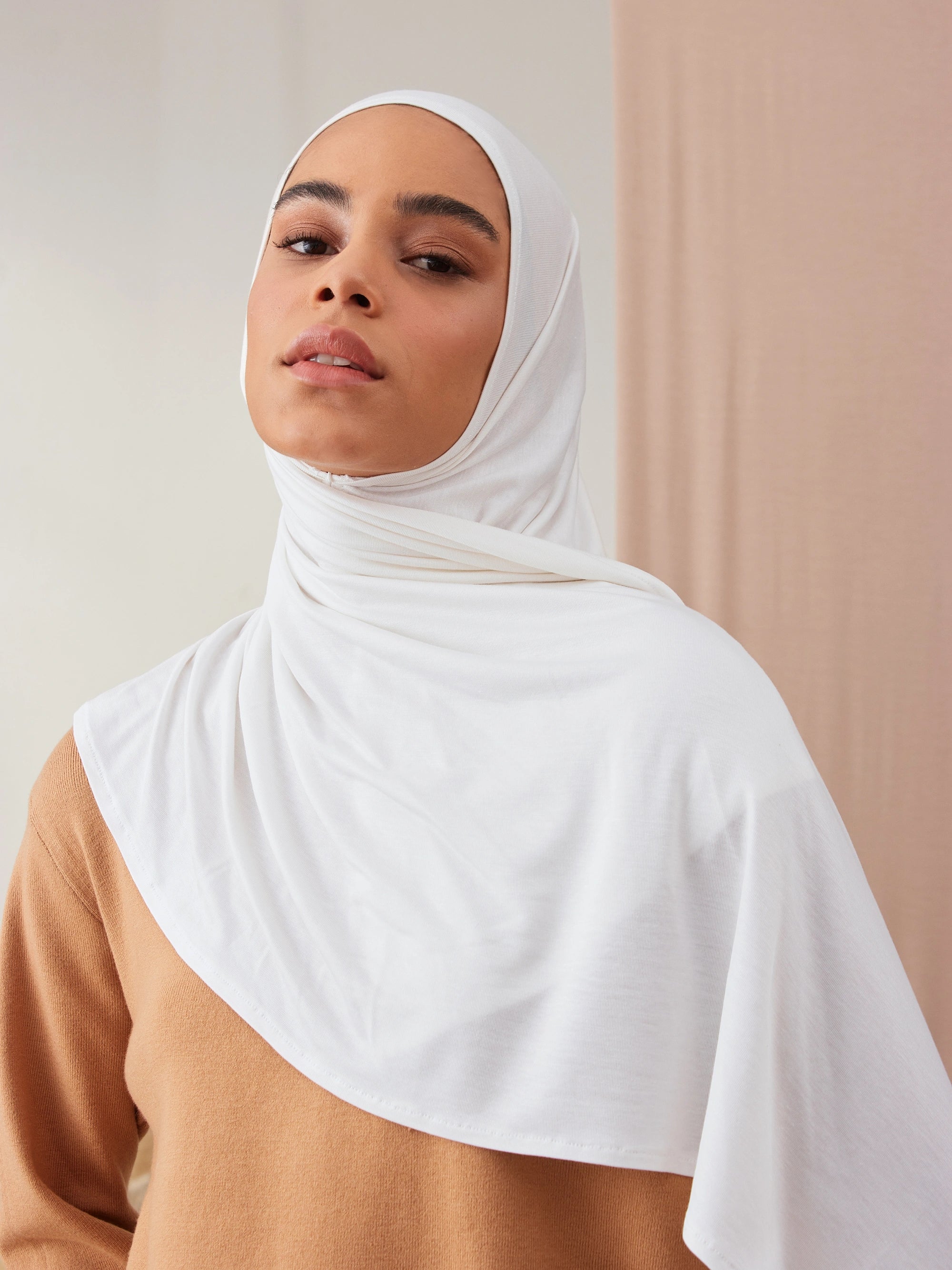 Small Instant Premium Jersey Hijabs - White