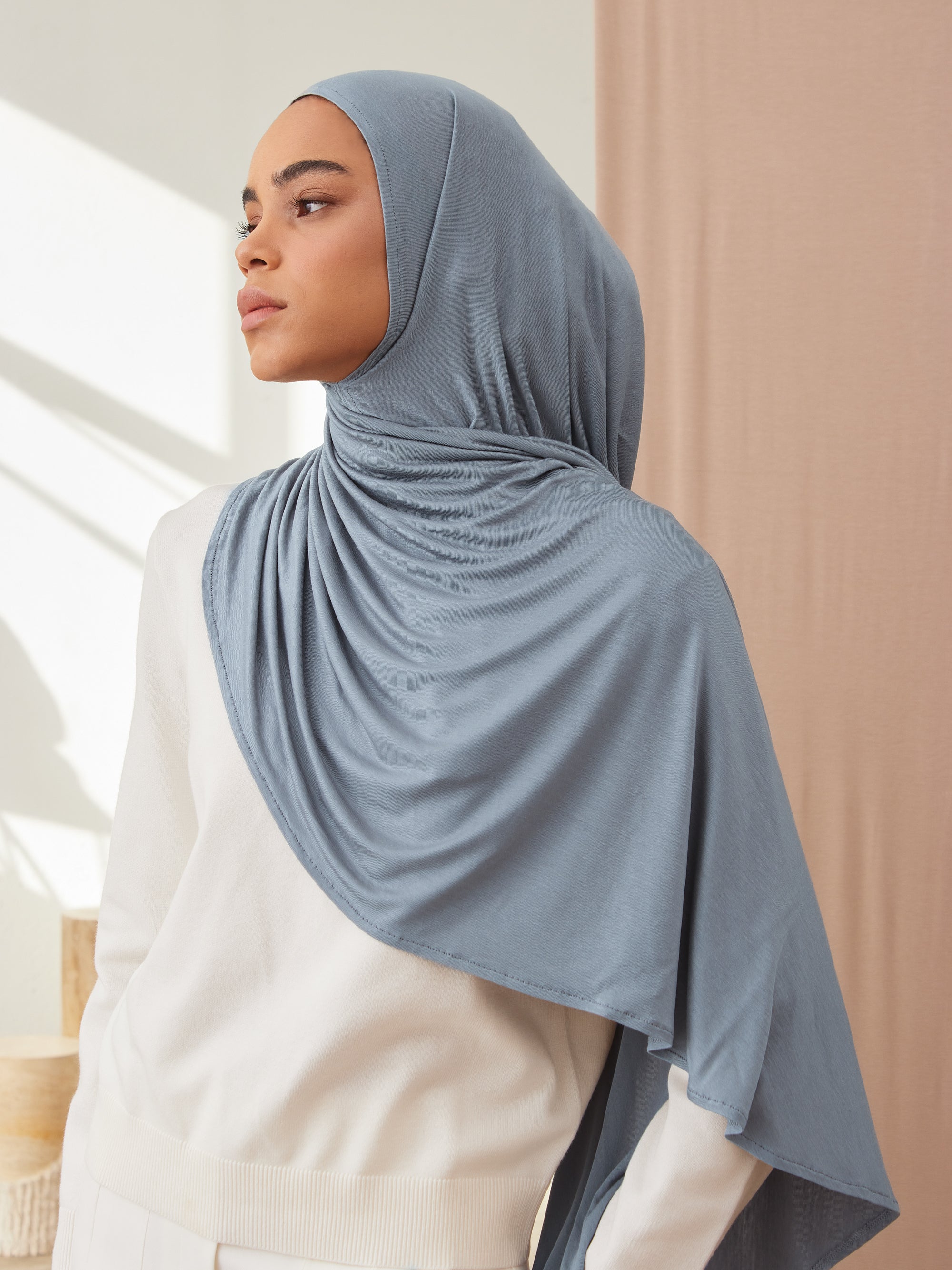 Instant Premium Jersey Hijabs - Light Denim