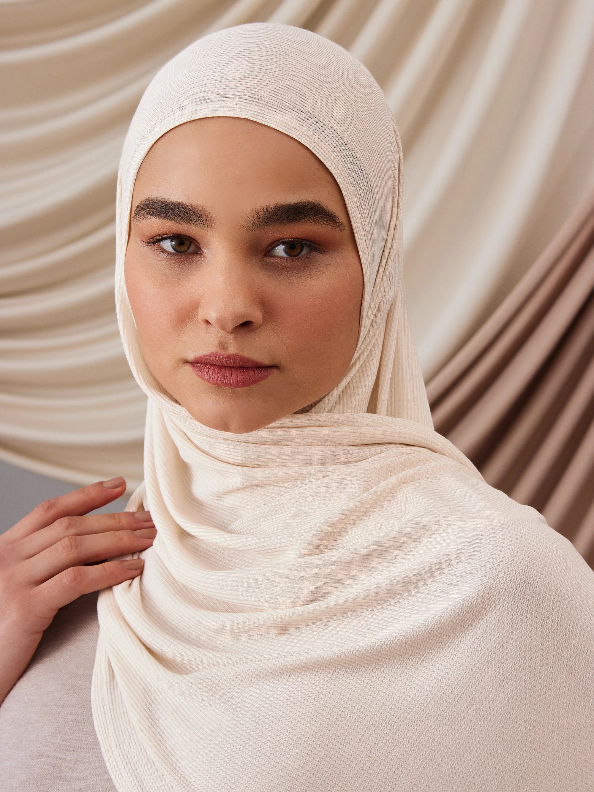 Instant Ribbed Jersey Hijab - White Pearl