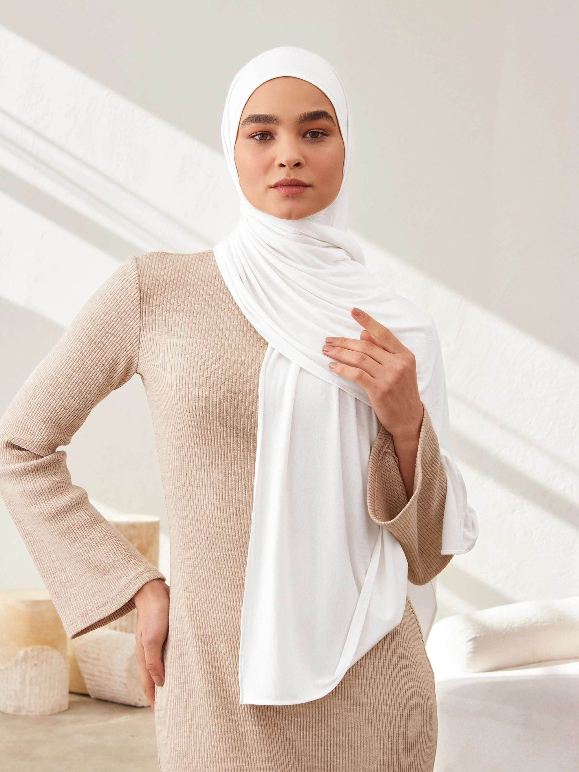 Premium Jersey Hijab - White