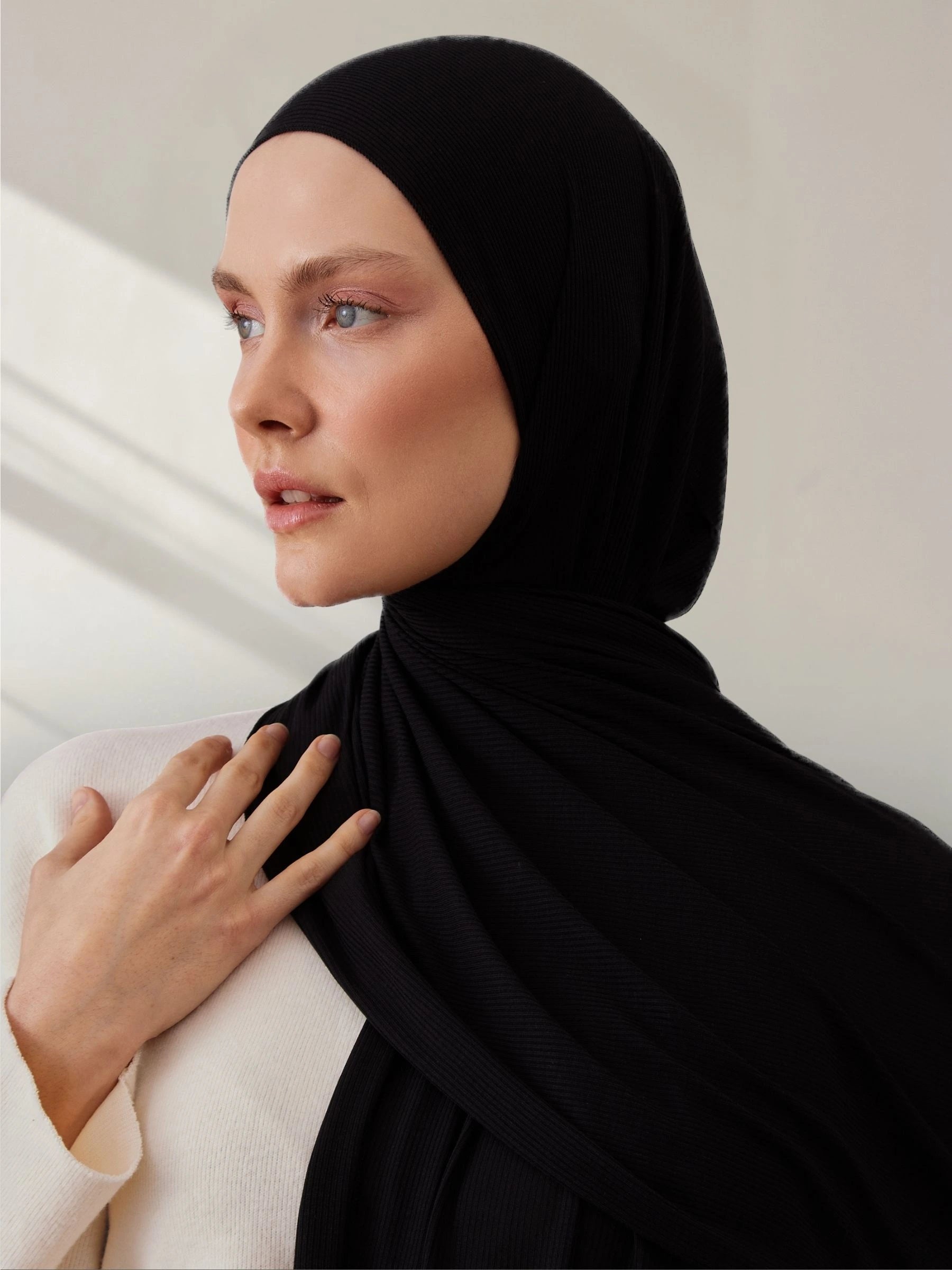 Ribbed Jersey Hijab - Black