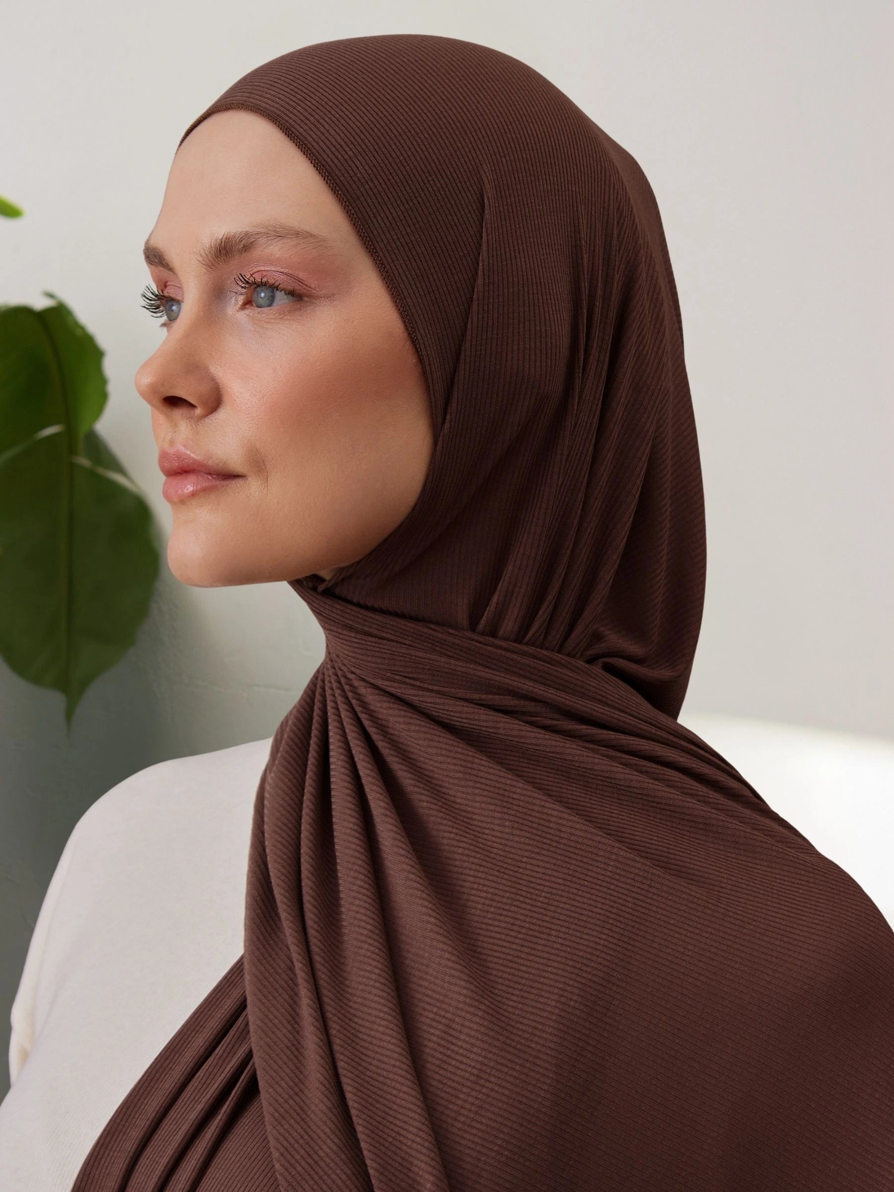 Ribbed Jersey Hijab - Mocha