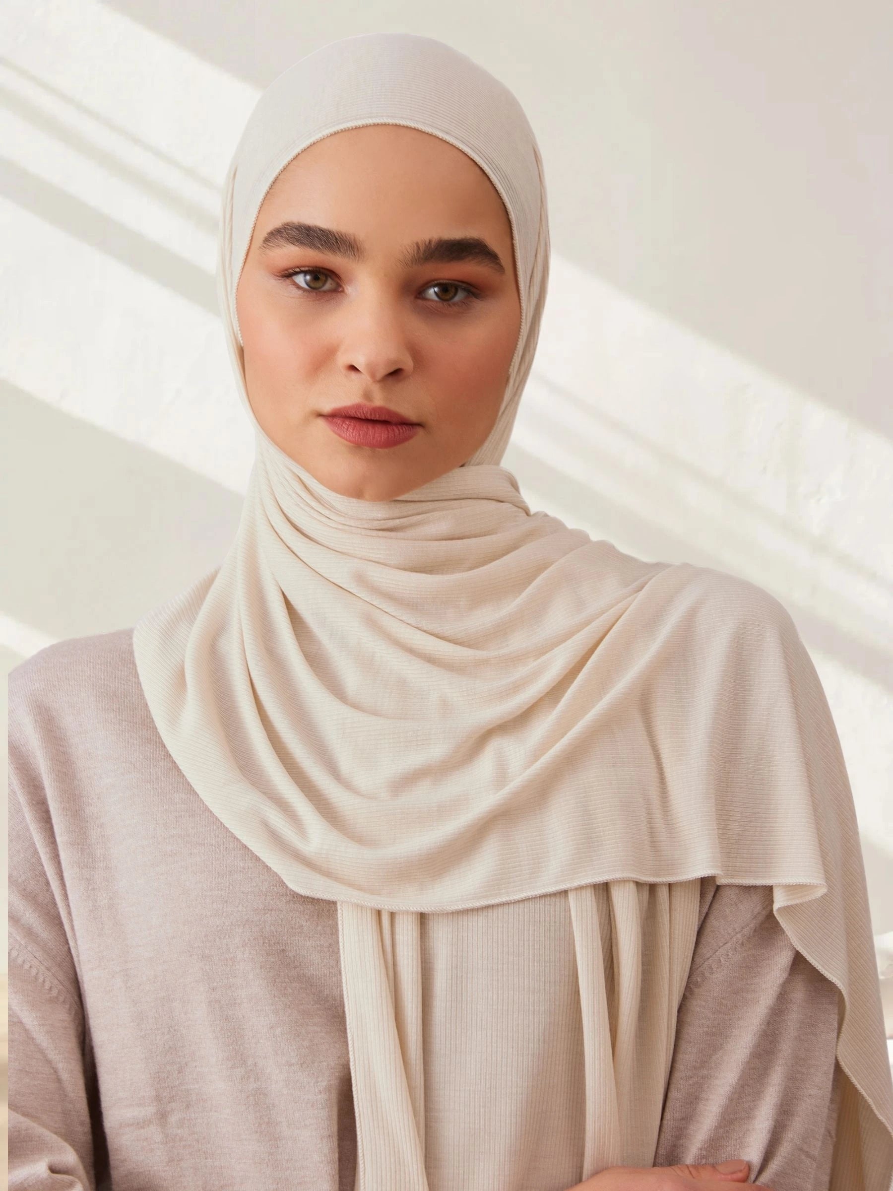 Ribbed Jersey Hijab - Off White