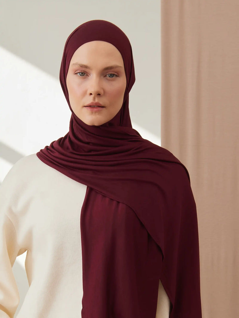 Premium Jersey Hijab - Burgundy