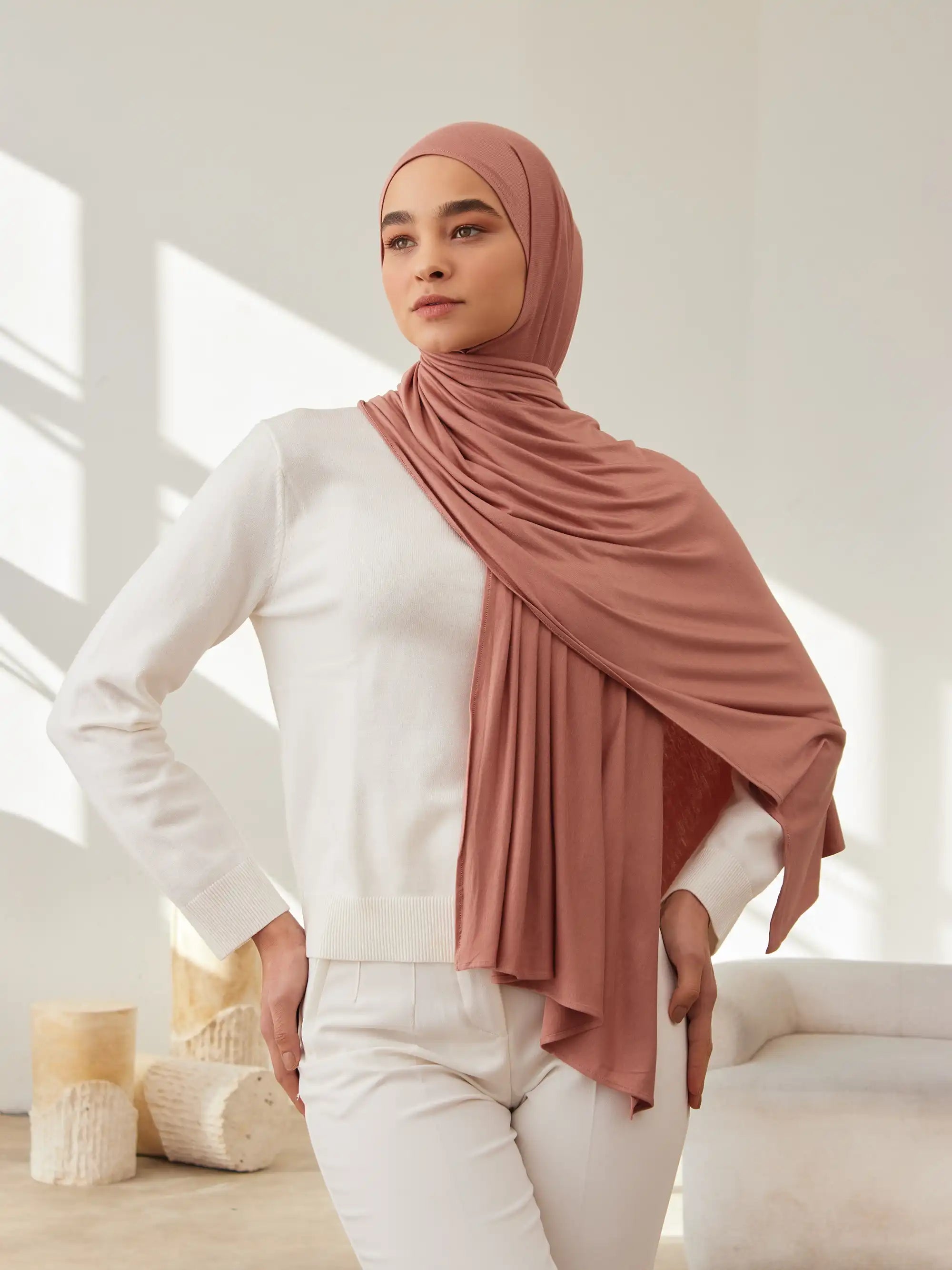 Premium Jersey Hijab - Terracotta