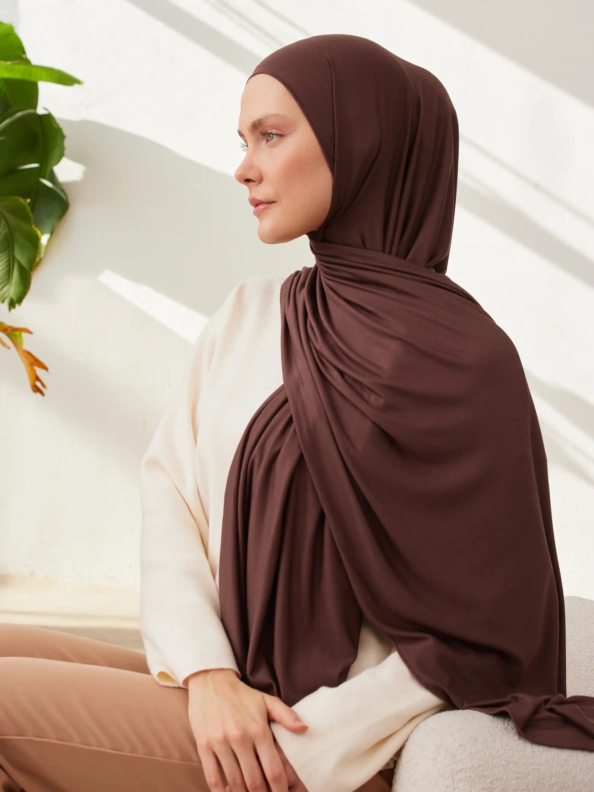 Premium Jersey Hijab - Mocha