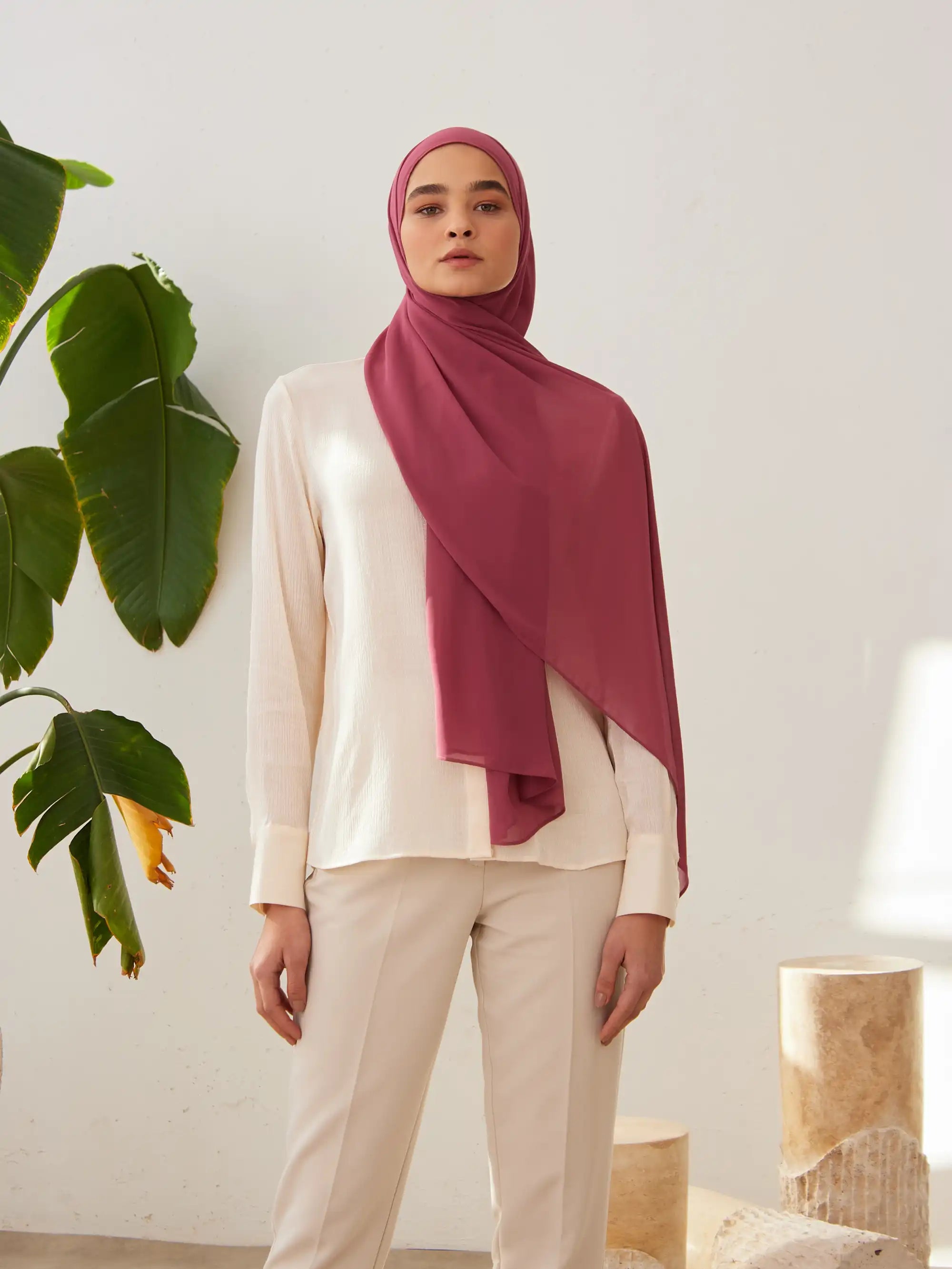 Small Luxury Chiffon Hijab - Chateau Rose