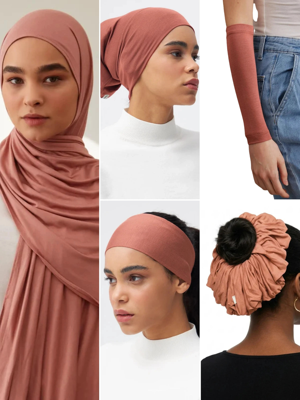Terracotta Bundle: Jersey Hijab, Underscarf, Scrunchies, Bandana & Arm Cover