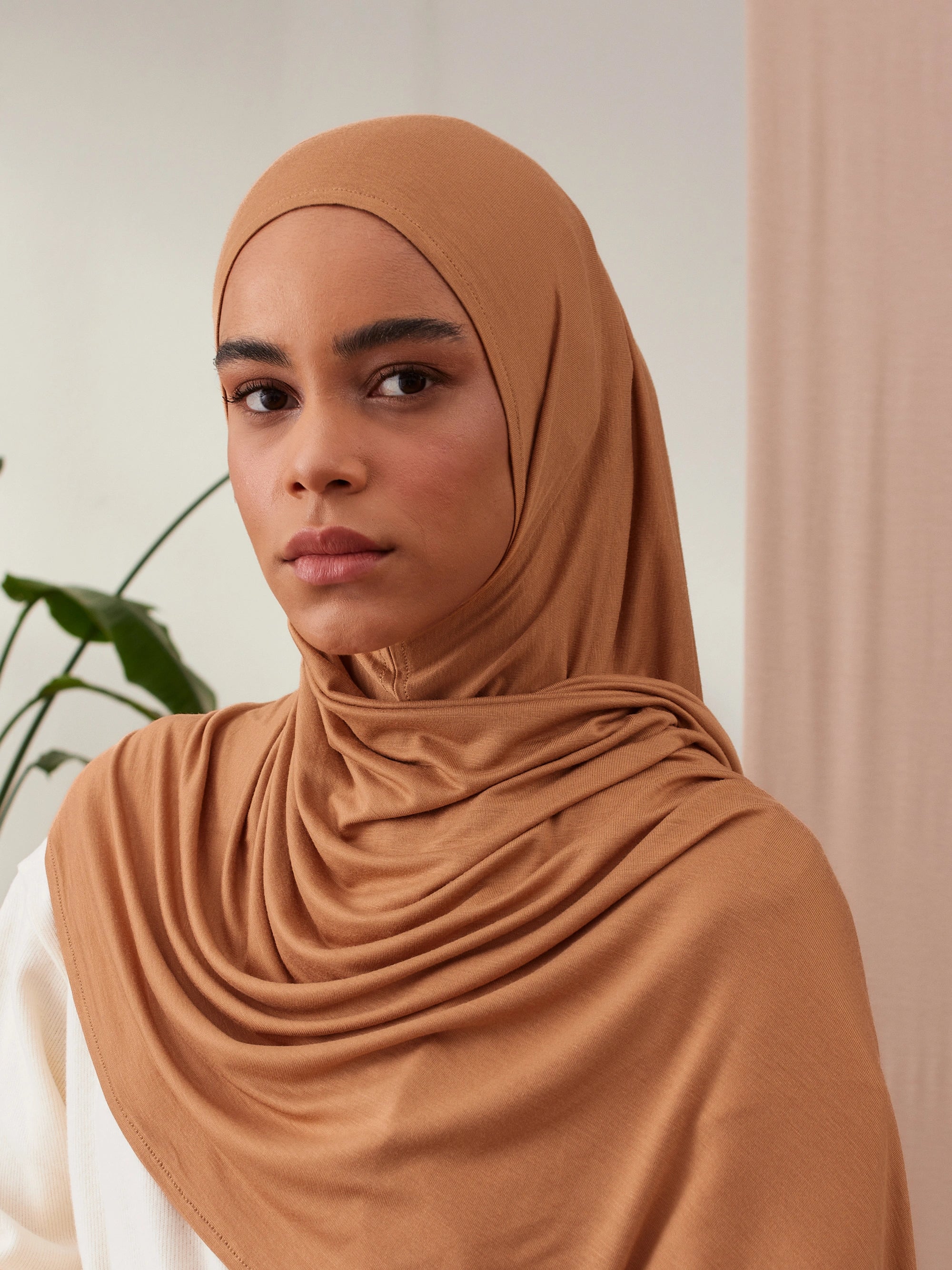 Small Instant Premium Jersey Hijabs - Caramel