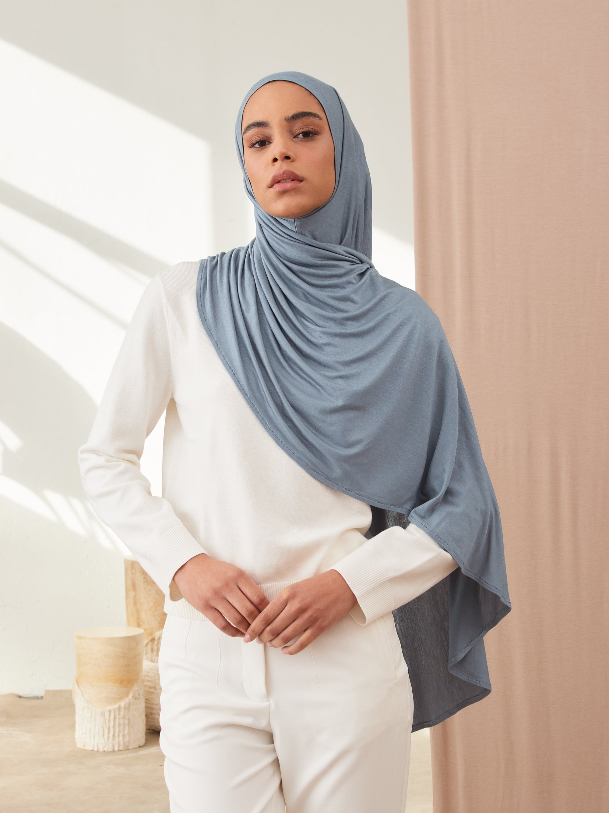 Instant Premium Jersey Hijabs - Light Denim