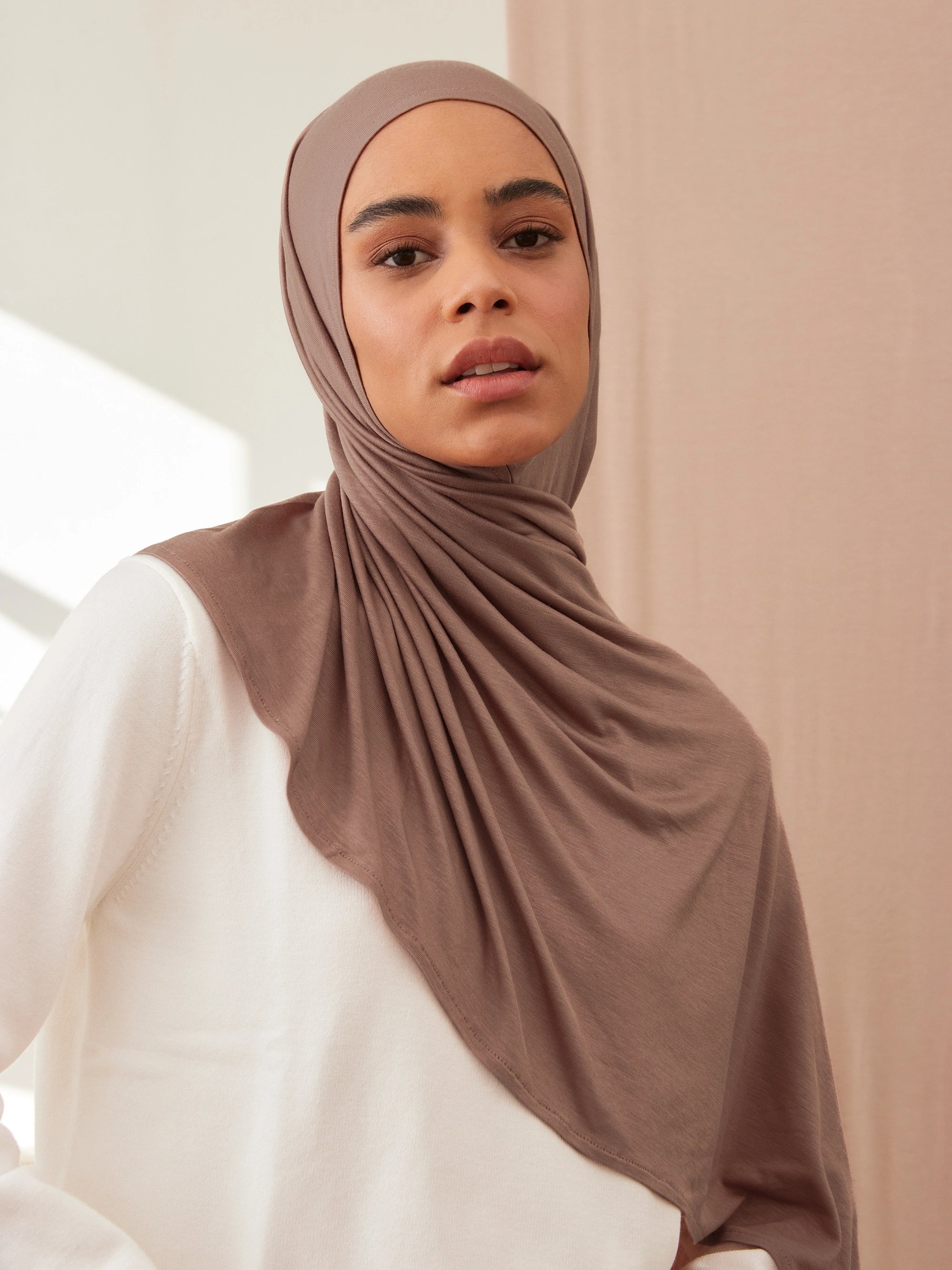 Small Instant Premium Jersey Hijabs - Cocoa Brown