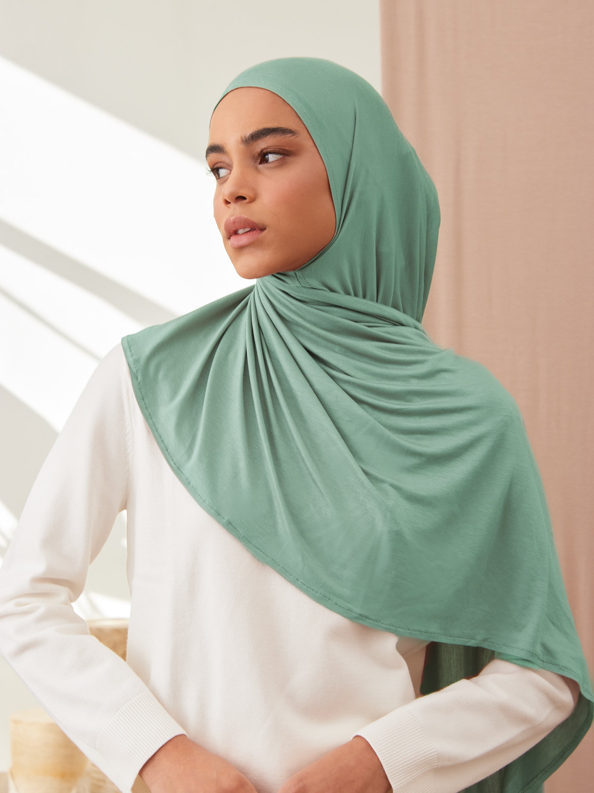 Instant Premium Jersey Hijabs - Sea Green