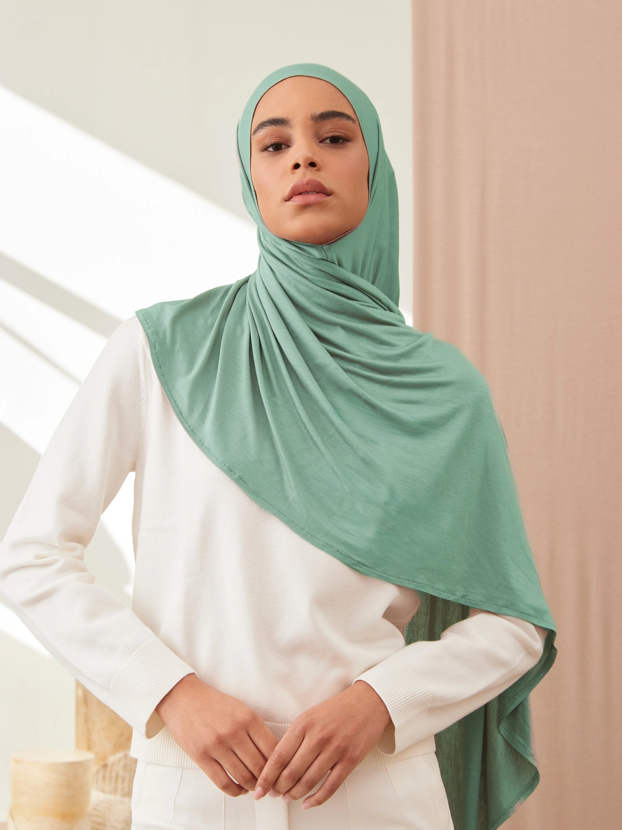 Small Instant Premium Jersey Hijabs - Sea Green