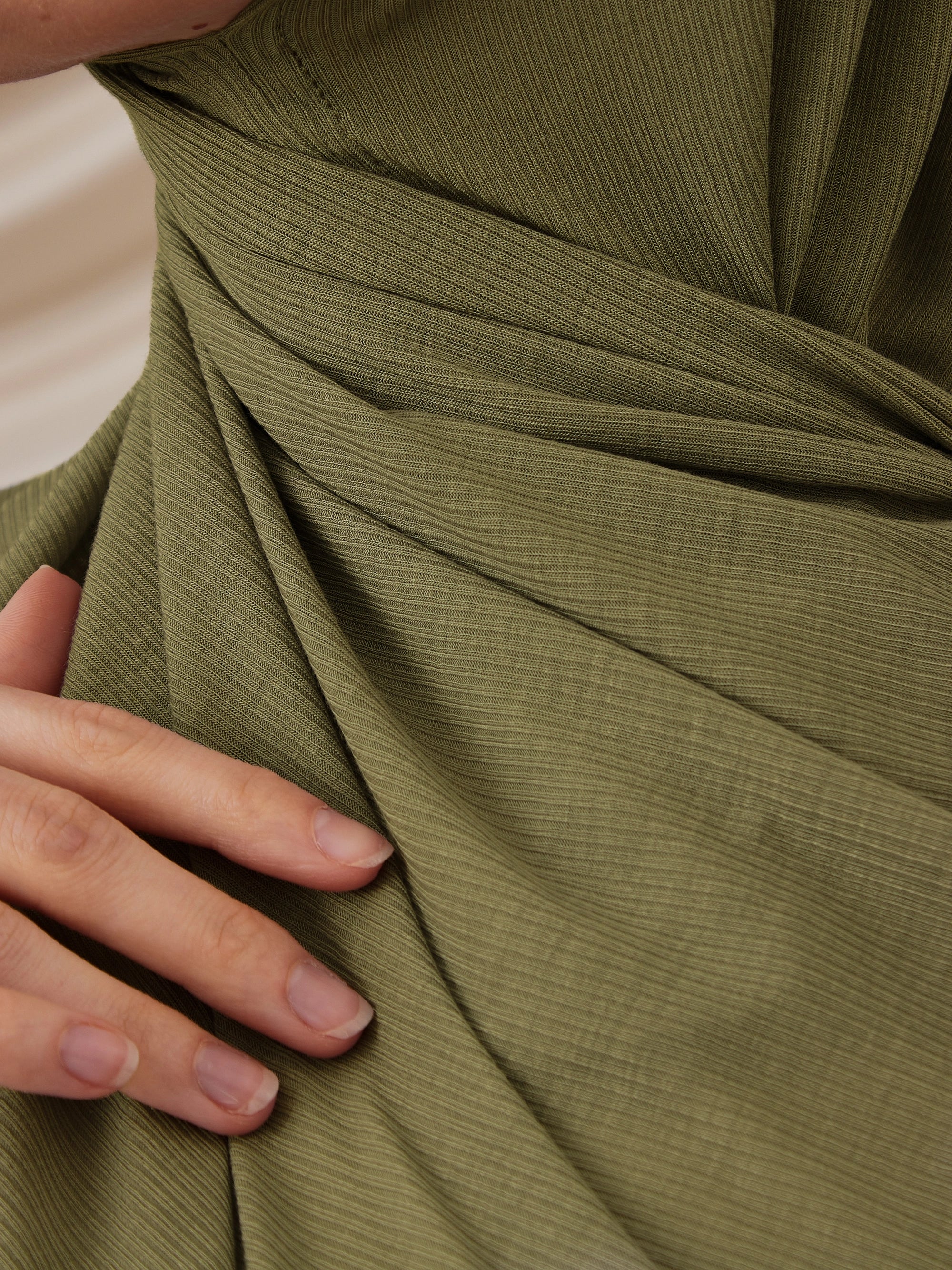 Instant Ribbed Jersey Hijab - Olivine