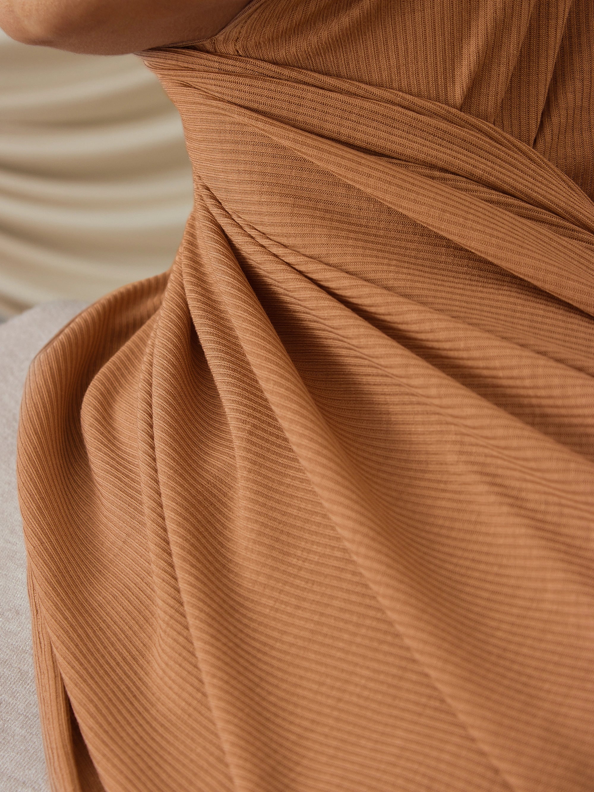 Instant Ribbed Jersey Hijab - Gold Caramel