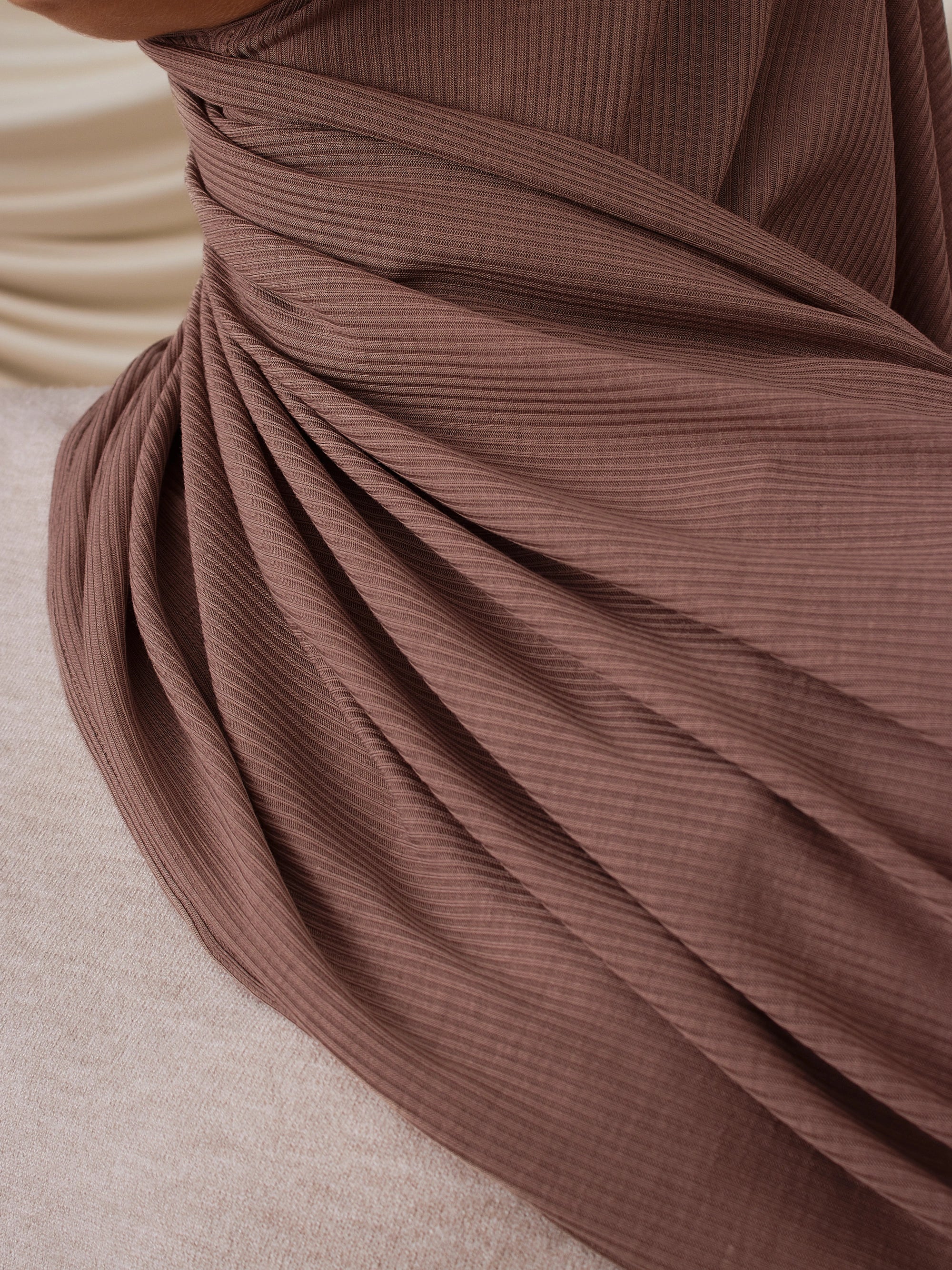 Instant Ribbed Jersey Hijab - Faded Rose