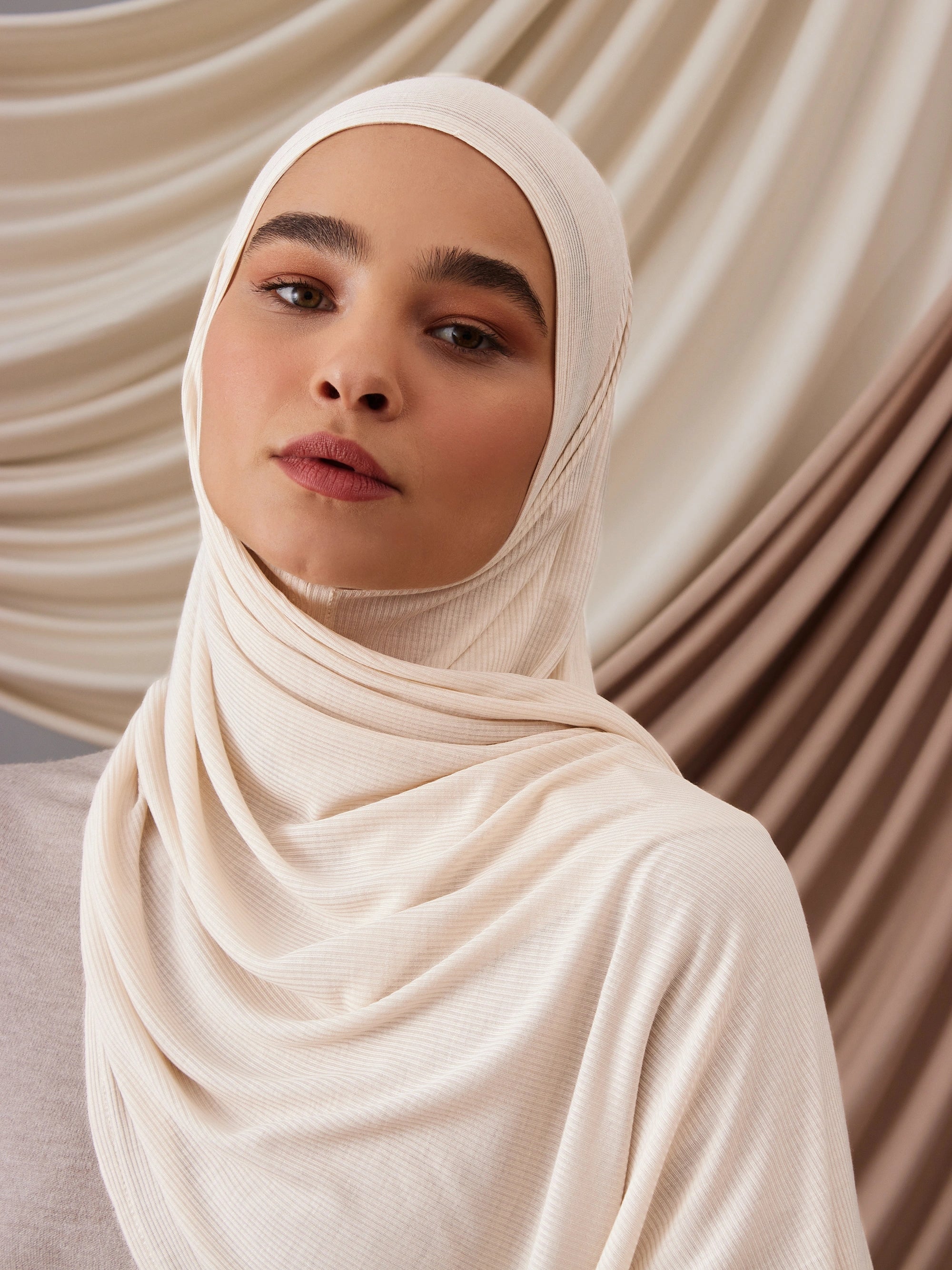 Instant Ribbed Jersey Hijab - White Pearl