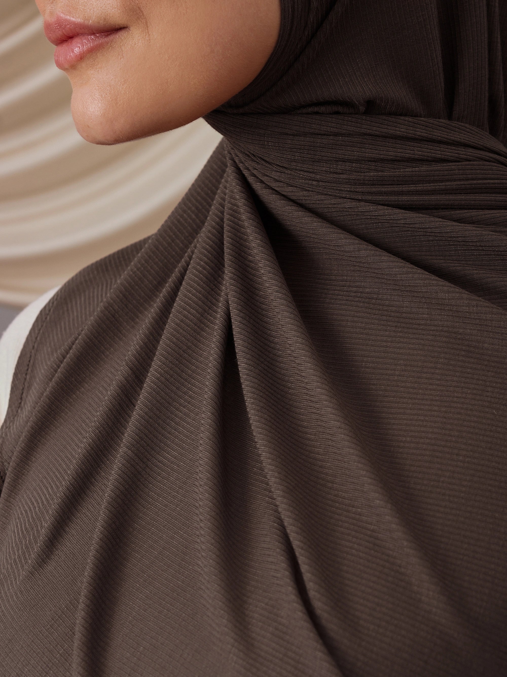 Instant Ribbed Jersey Hijab - Grey Mink