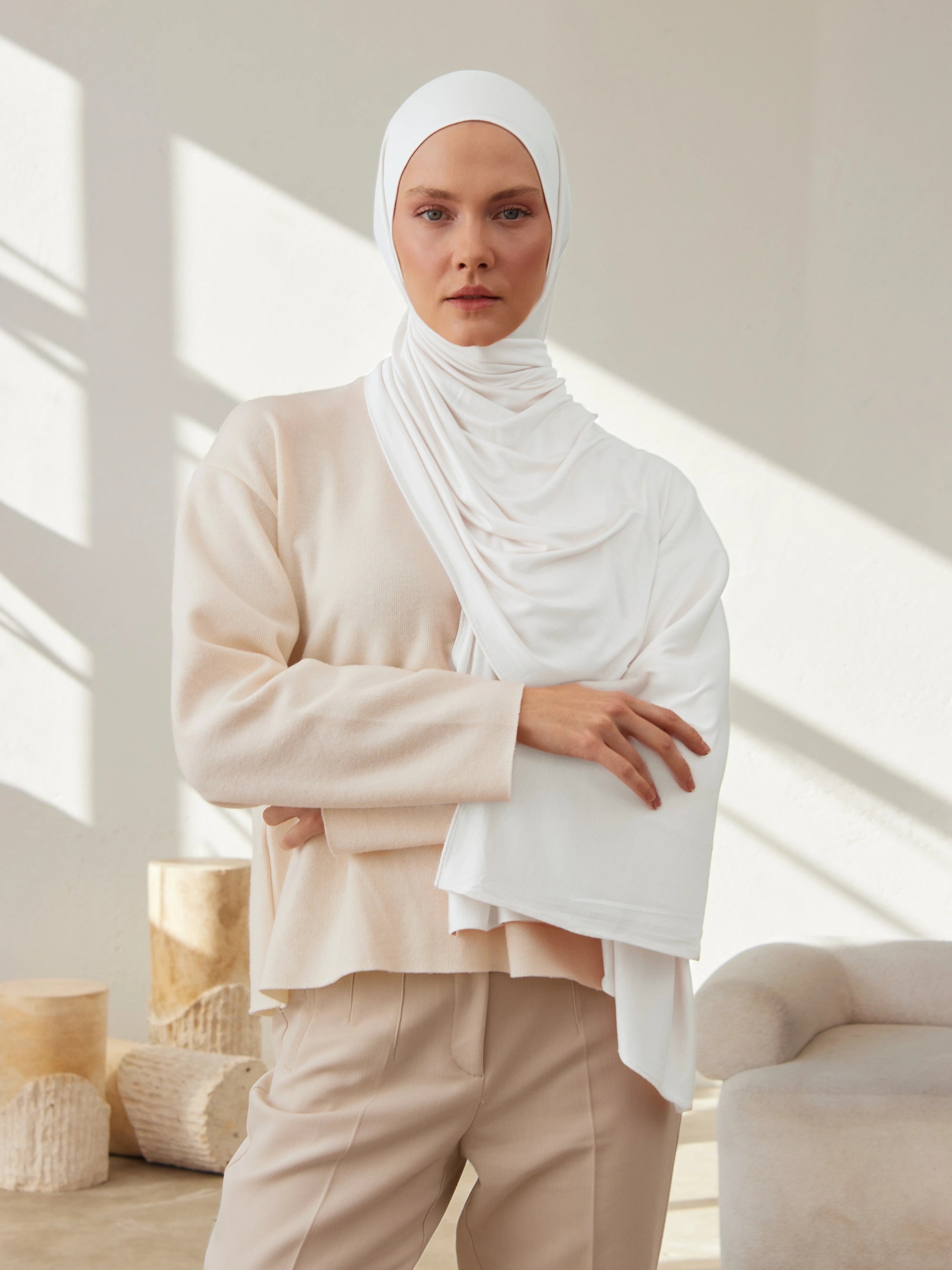Premium Jersey Hijab - White