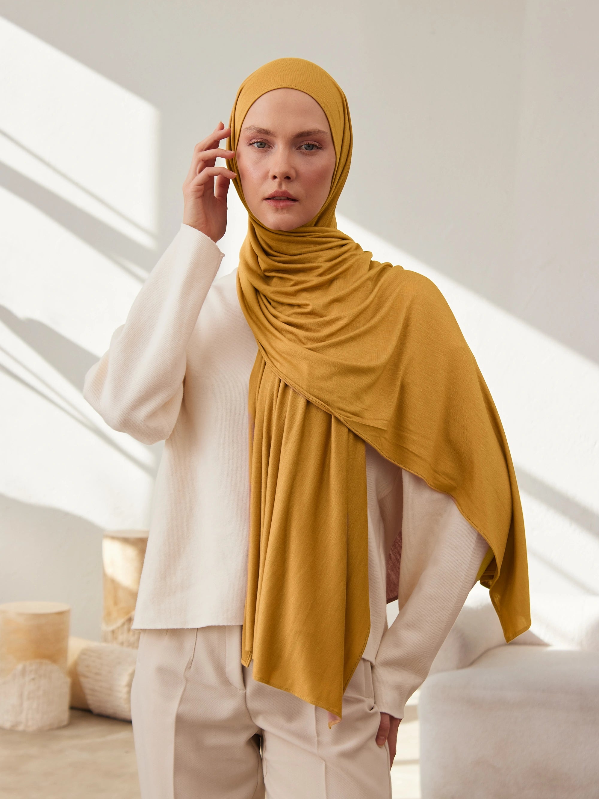 Premium Jersey Hijab - Mustard Yellow