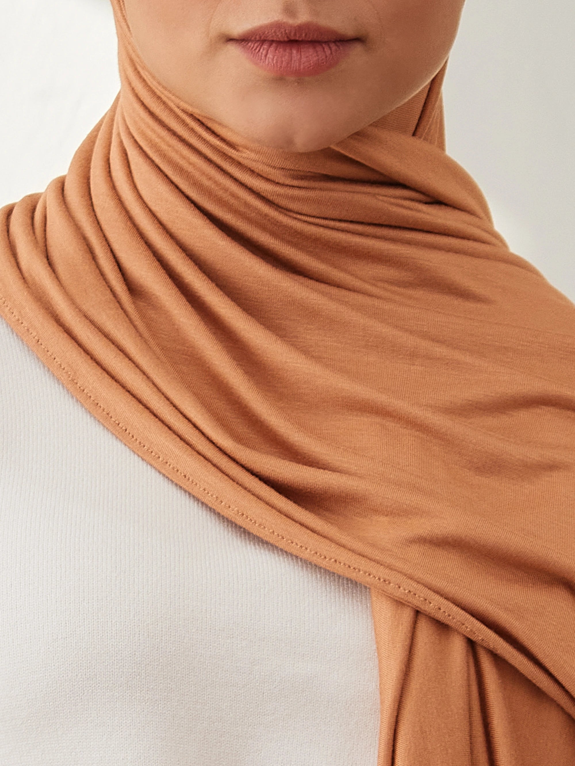 Small Premium Jersey Hijab - Caramel