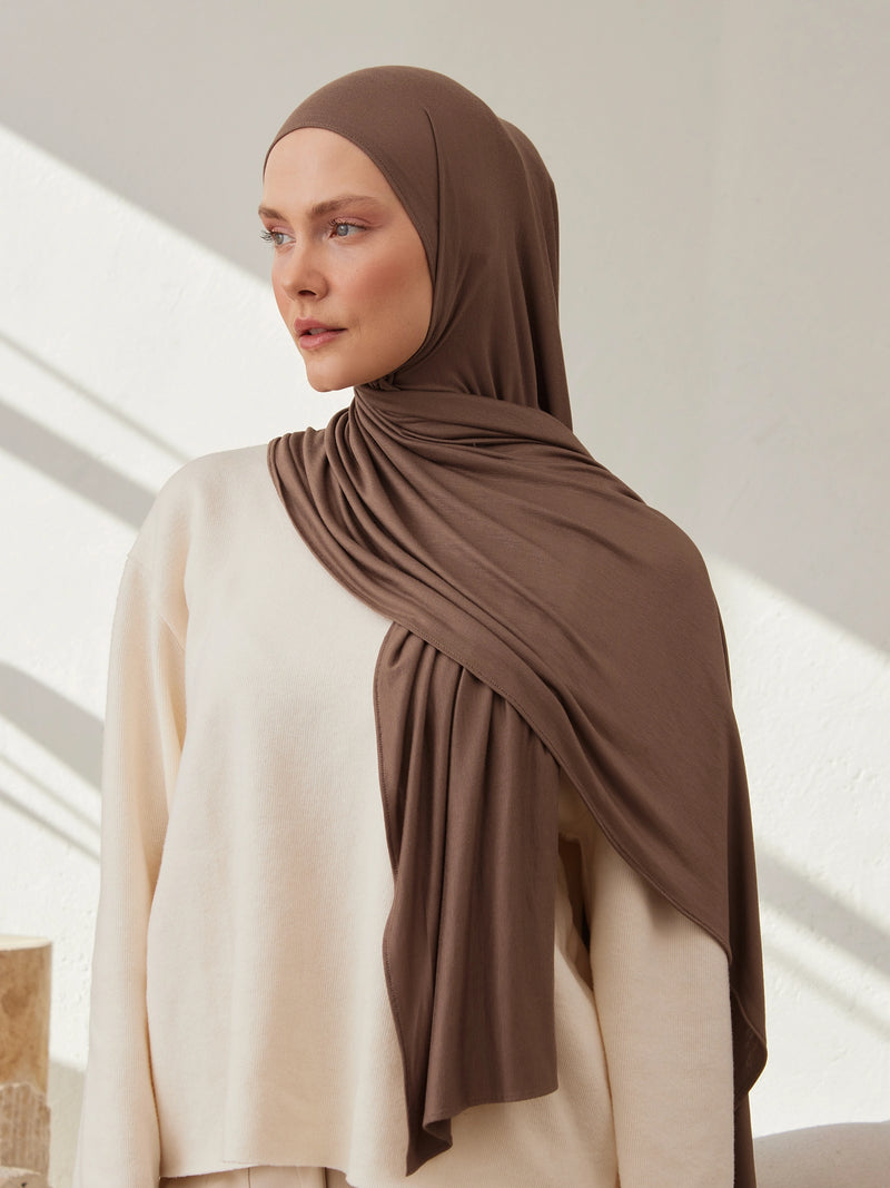 Premium Jersey Hijab - Cocoa Brown