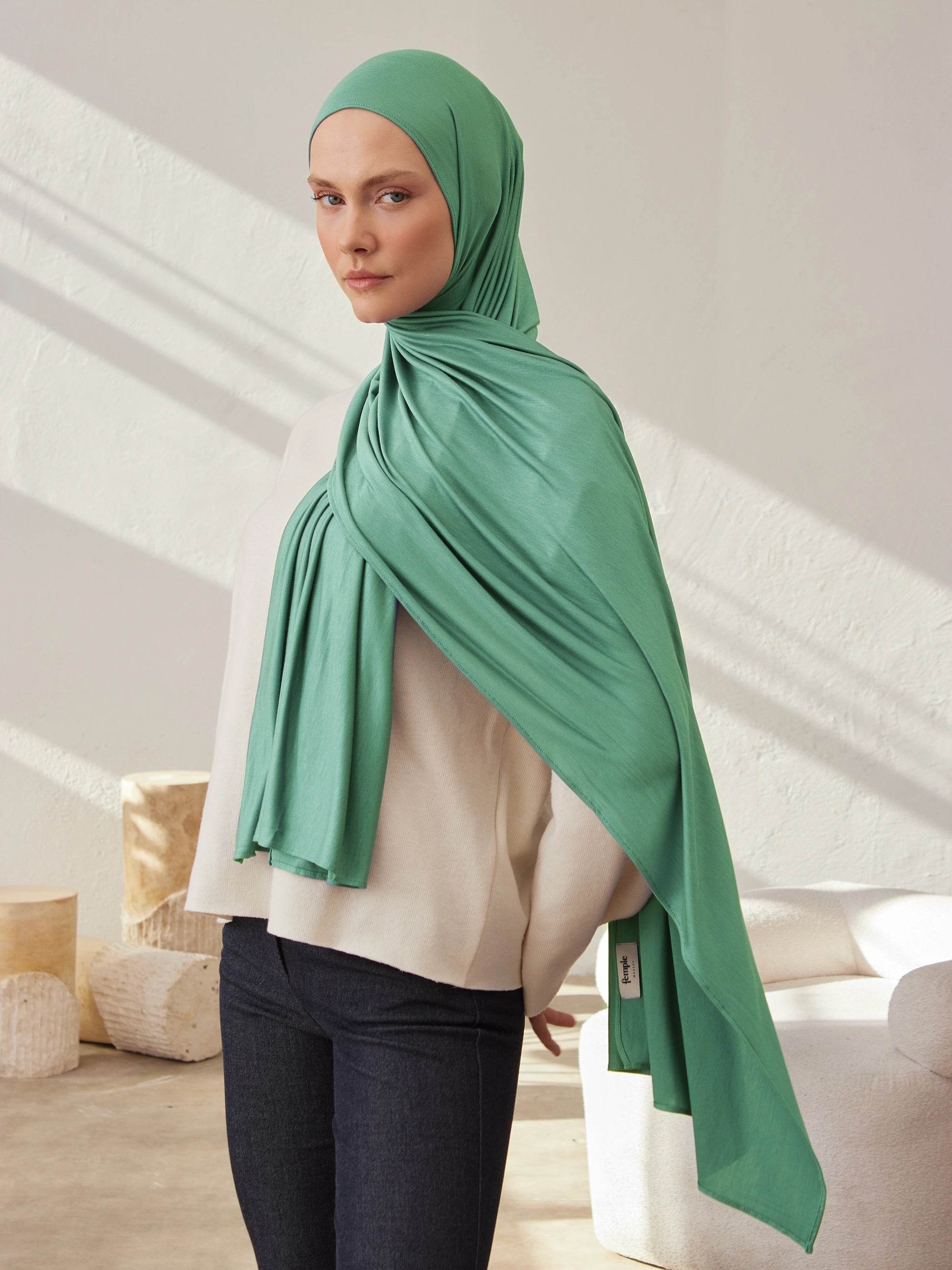 Small Premium Jersey Hijab - Sea Green