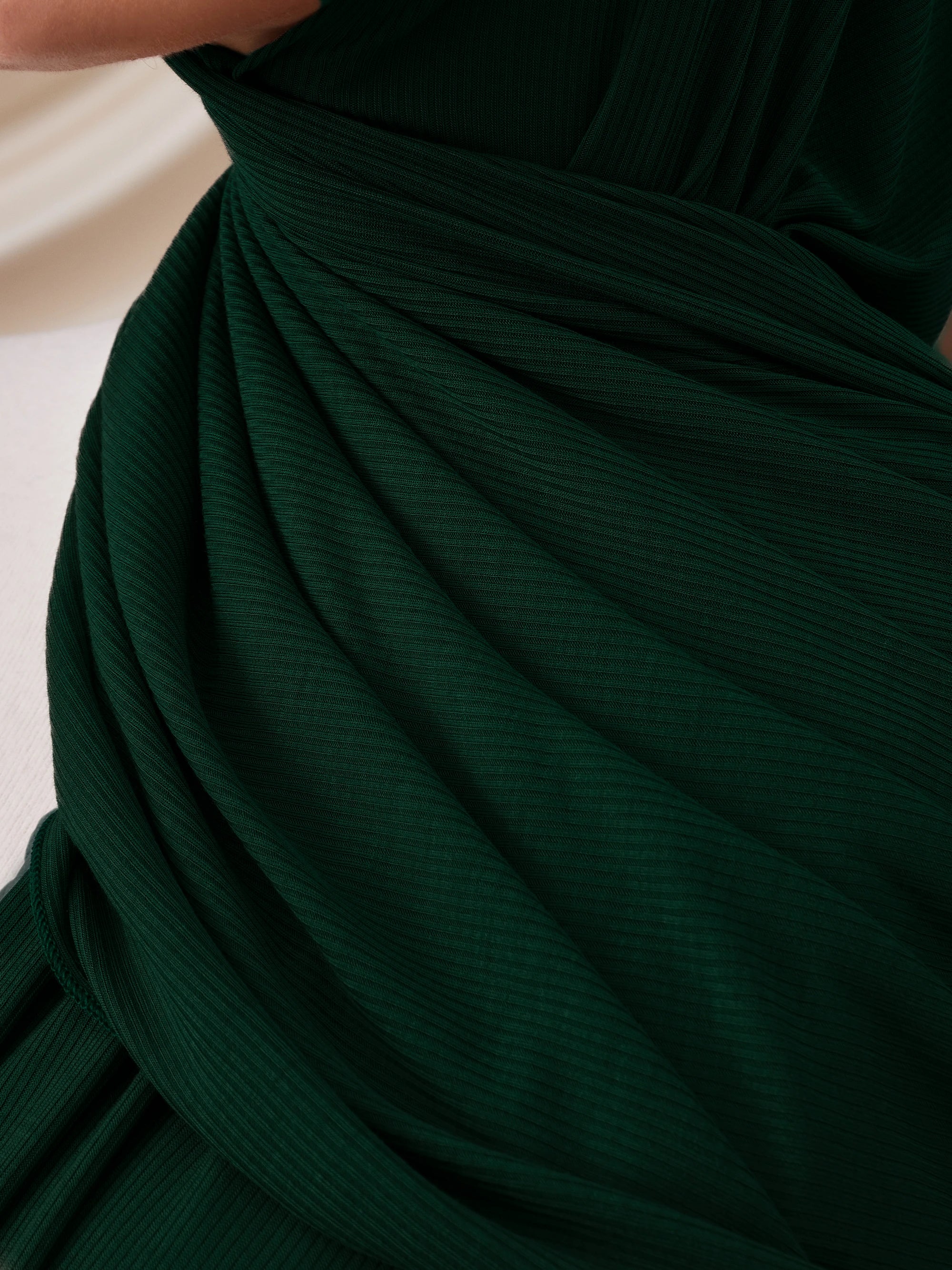 Ribbed Jersey Hijab - Forest Green